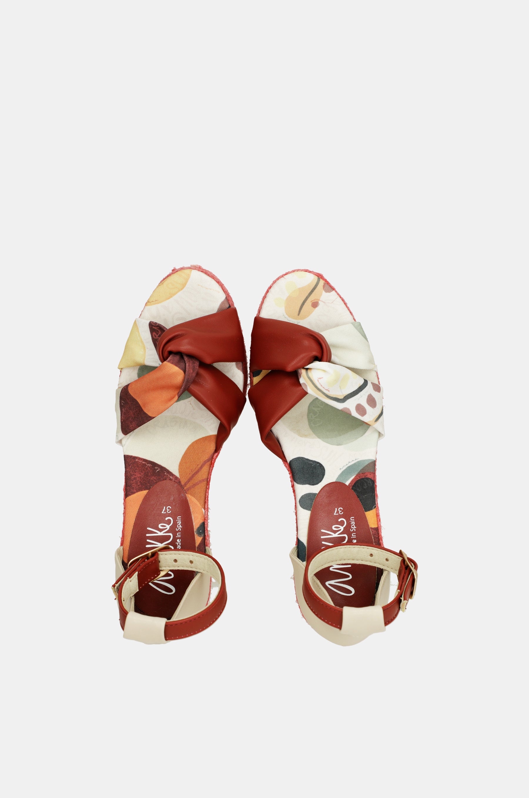 Sandales compensées en jute rouges Alma