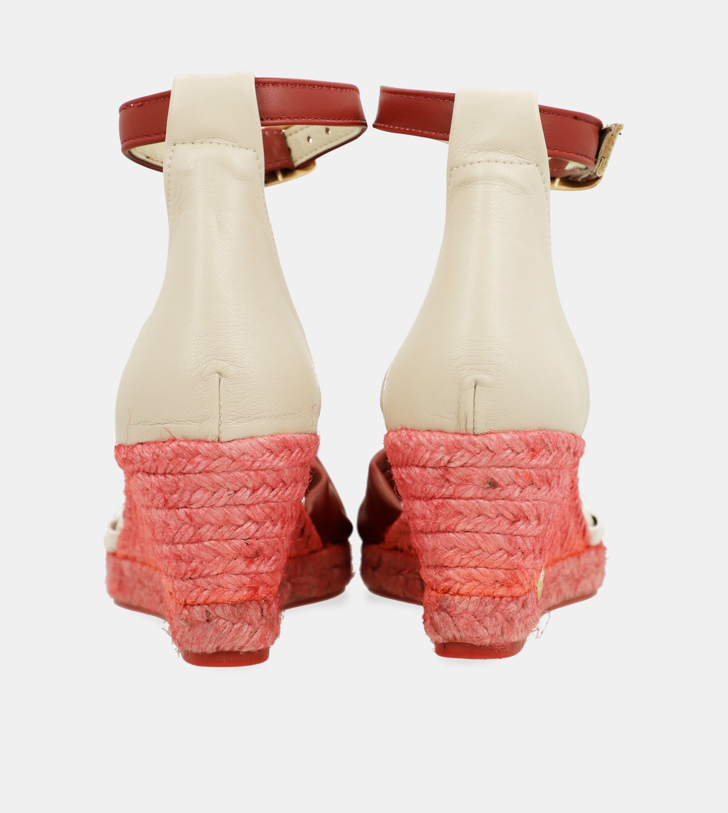 Sandales compensées en jute rouges Alma