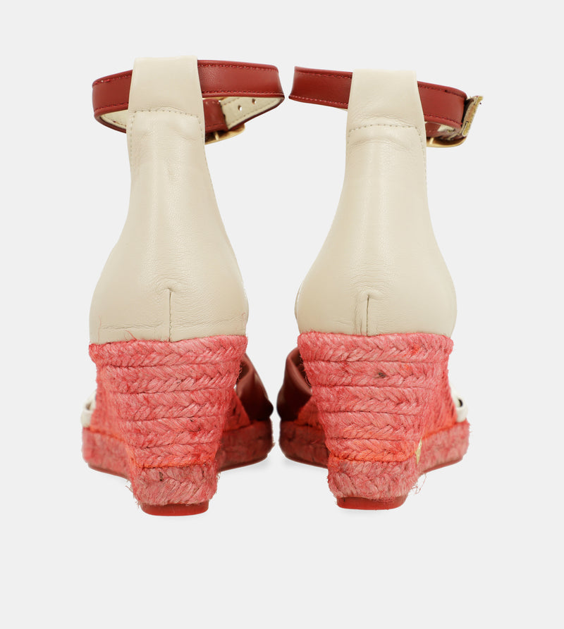 Sandales compensées en jute rouges Alma