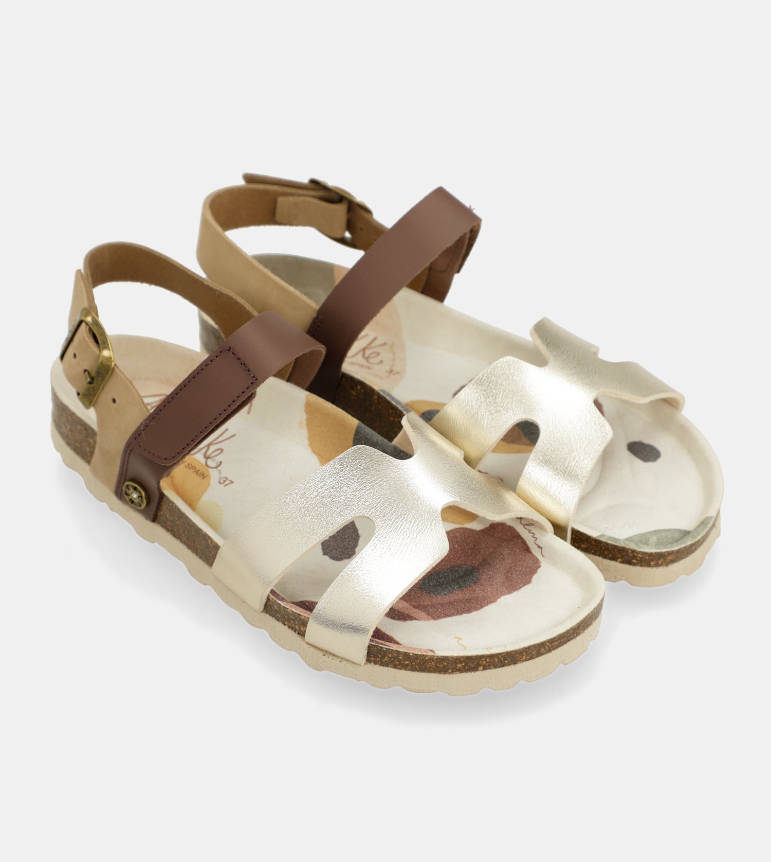 Sandales dorées et marron