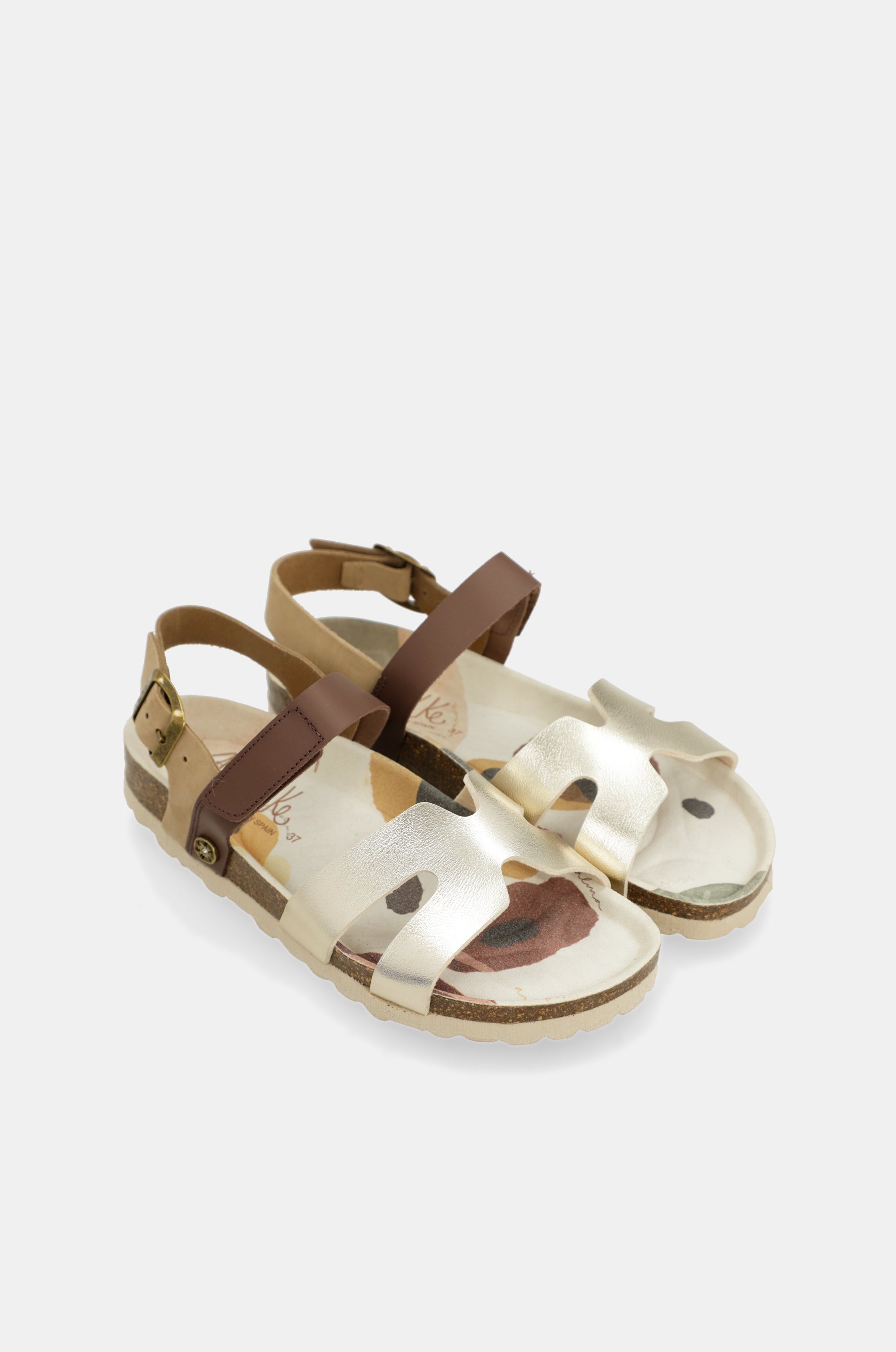 Sandales dorées et marron