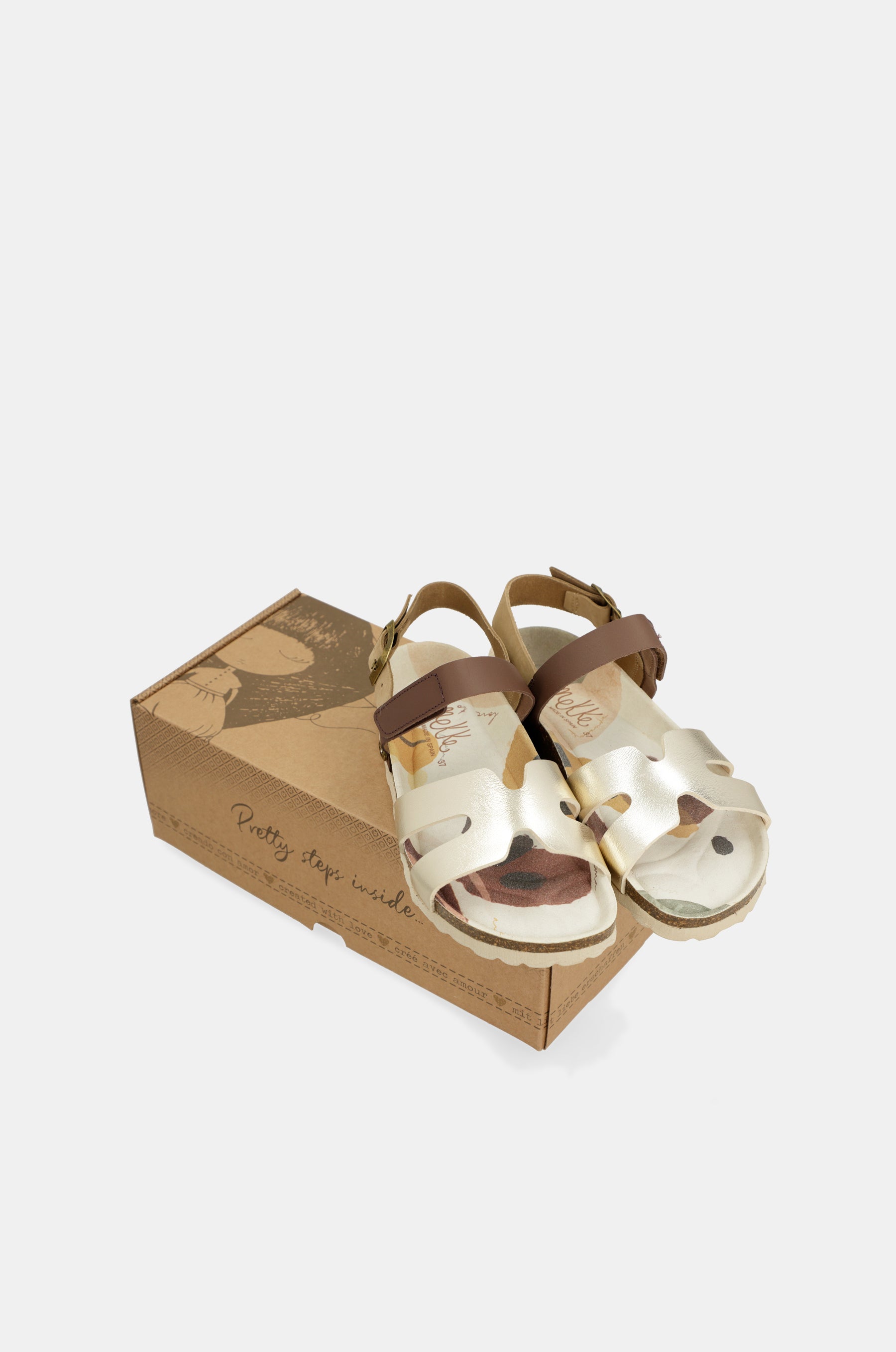 Sandales dorées et marron