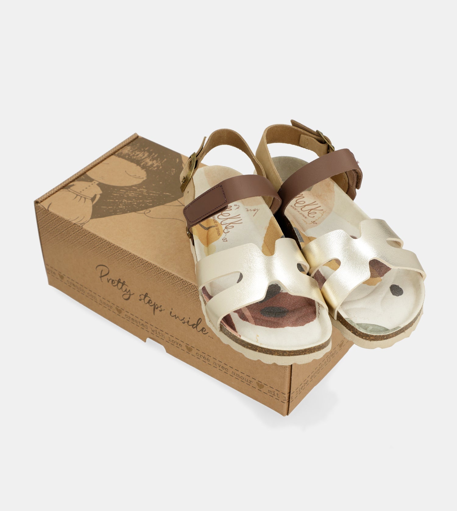Sandales dorées et marron