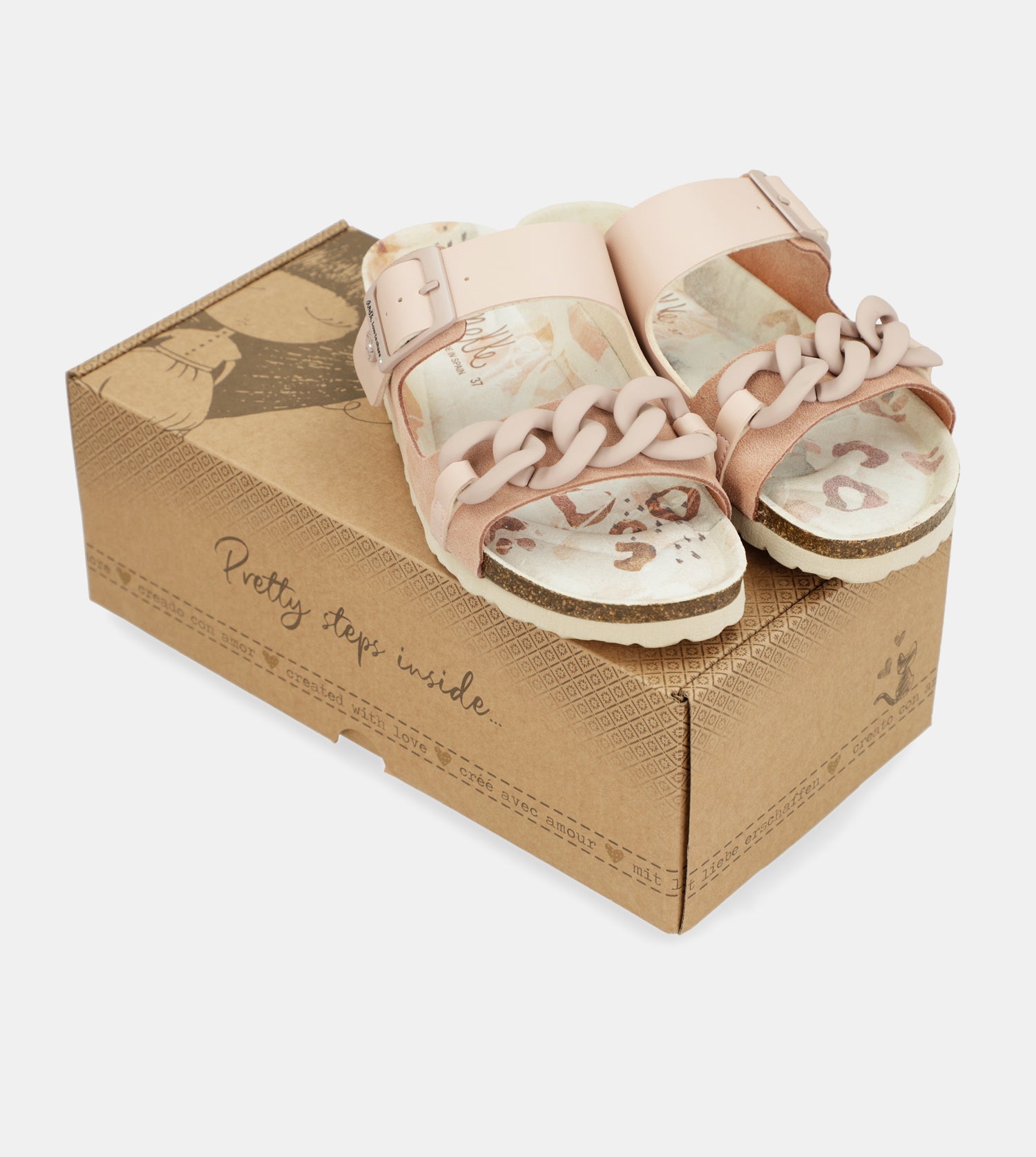 Sandales bio roses à chaîne