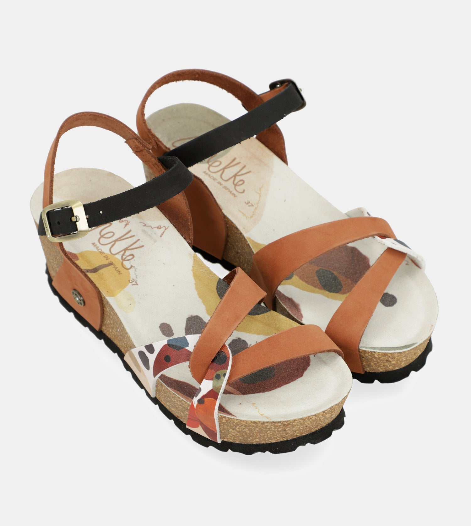 Sandales compensées bio à brides en cuir