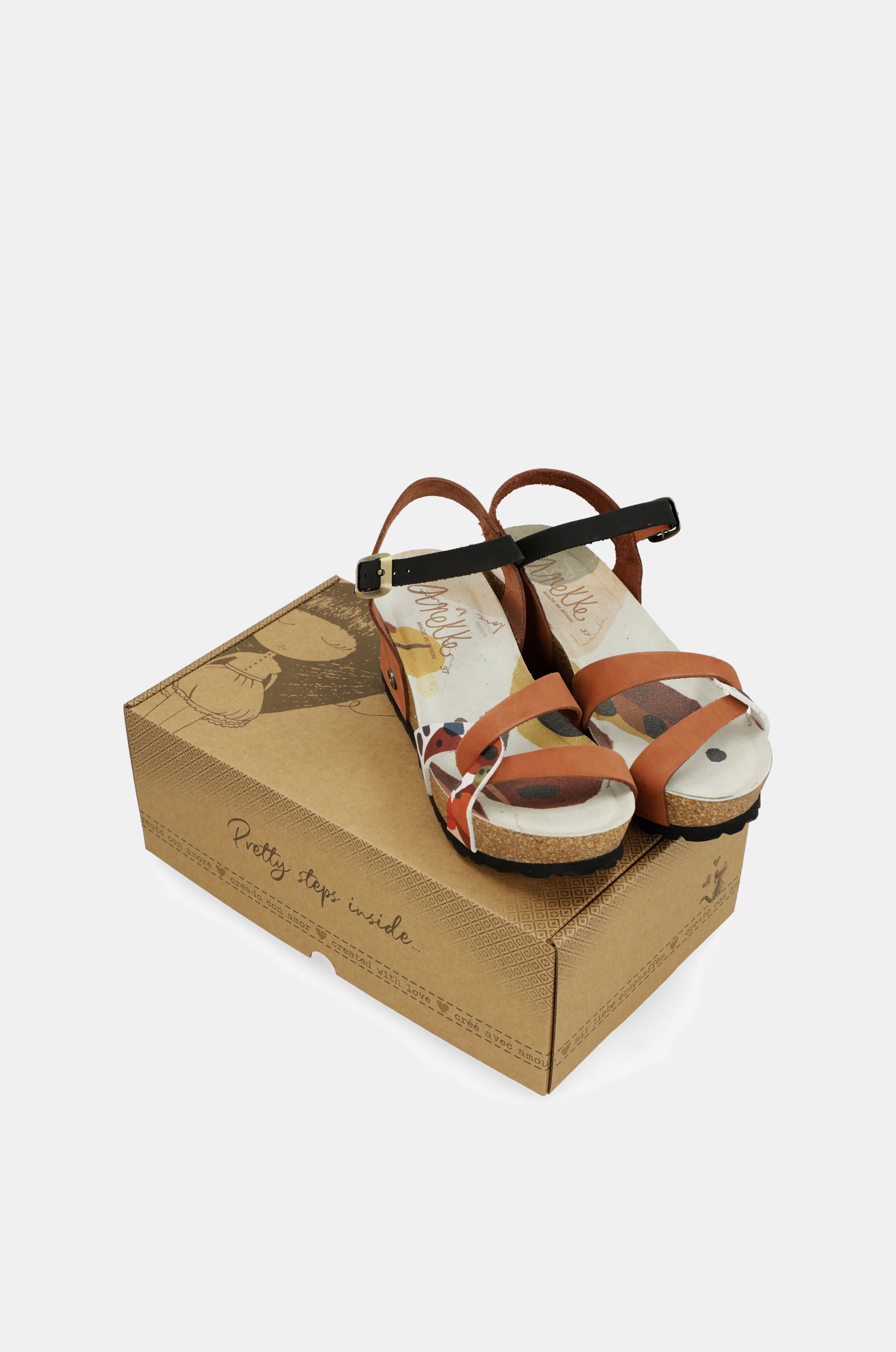 Sandales compensées bio à brides en cuir