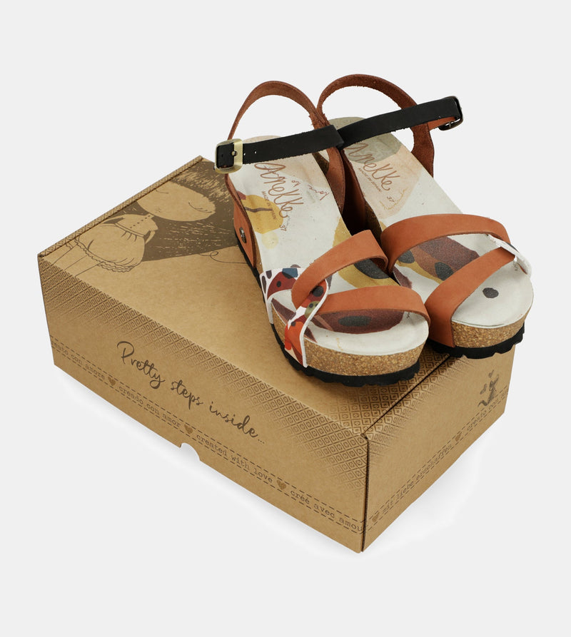 Sandales compensées bio à brides en cuir