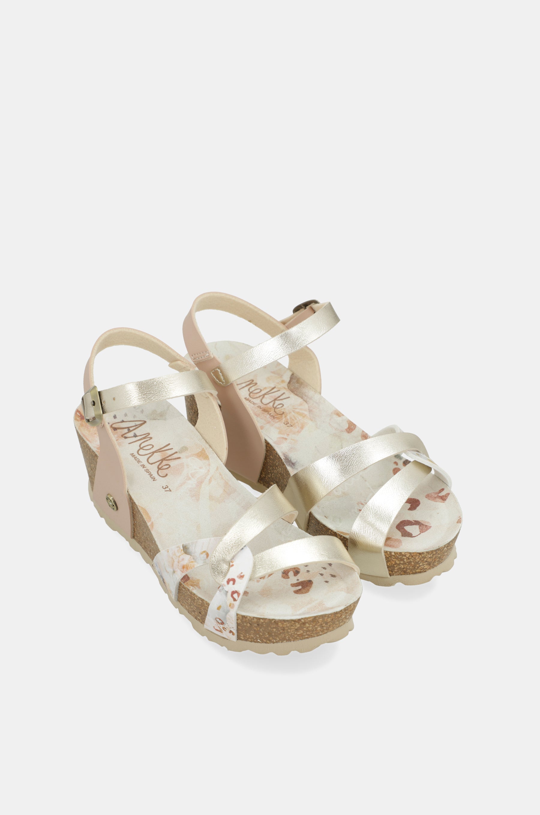Sandales compensées bio à brides blanches