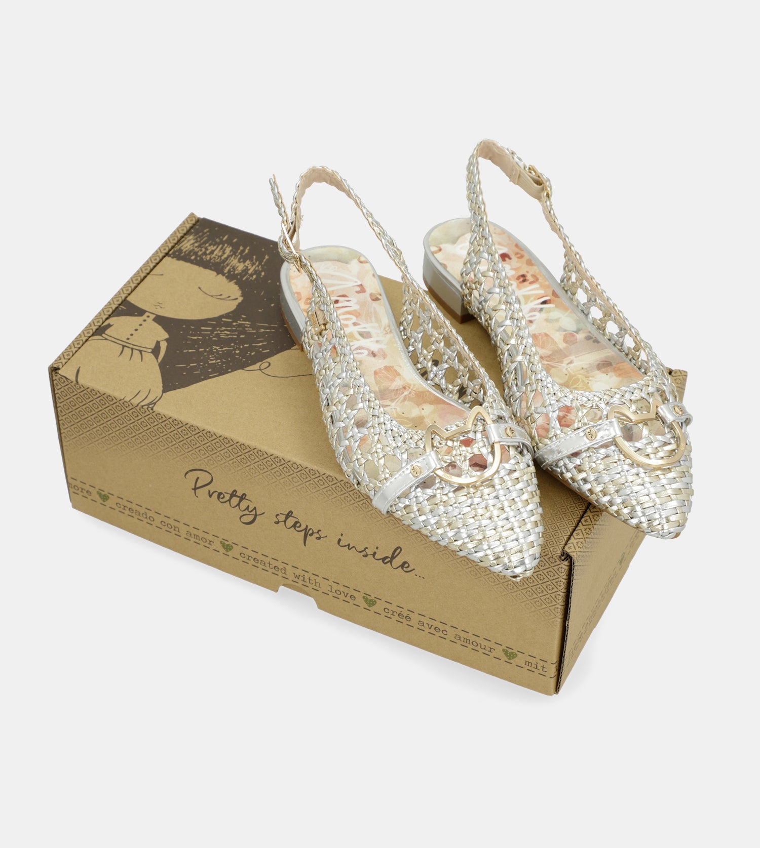 Ballerines slingback dorées et argentées