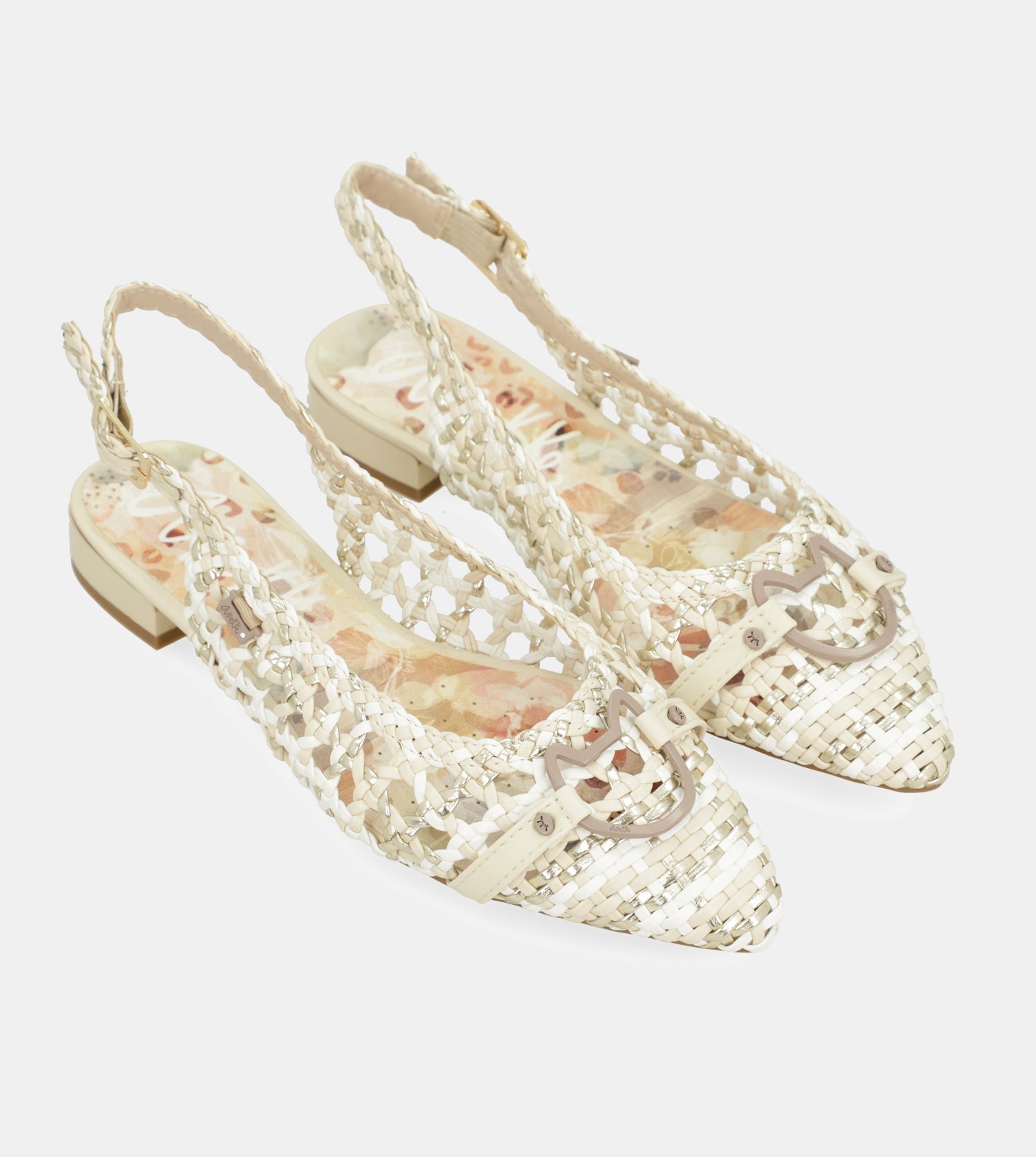 Ballerines slingback blanches et roses