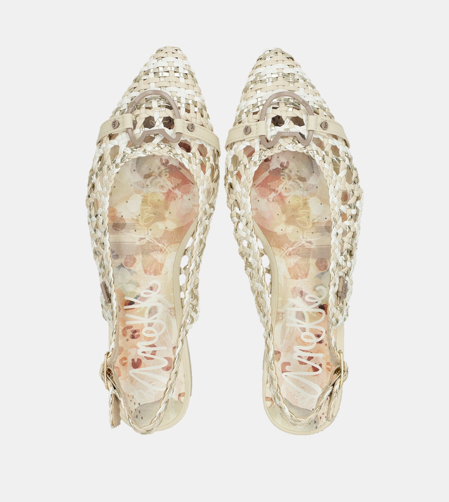 Ballerines slingback blanches et roses