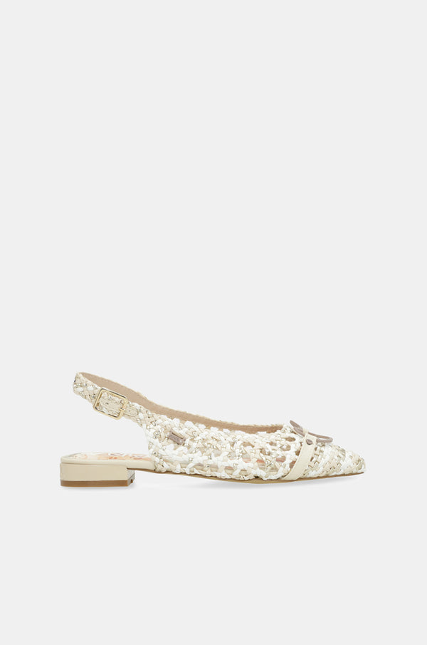 Ballerines slingback blanches et roses