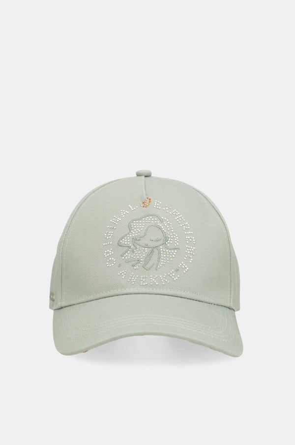 Casquette verte avec nœud imprimé