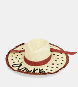 Chapeau en raphia à pois