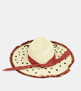 Chapeau en raphia à pois