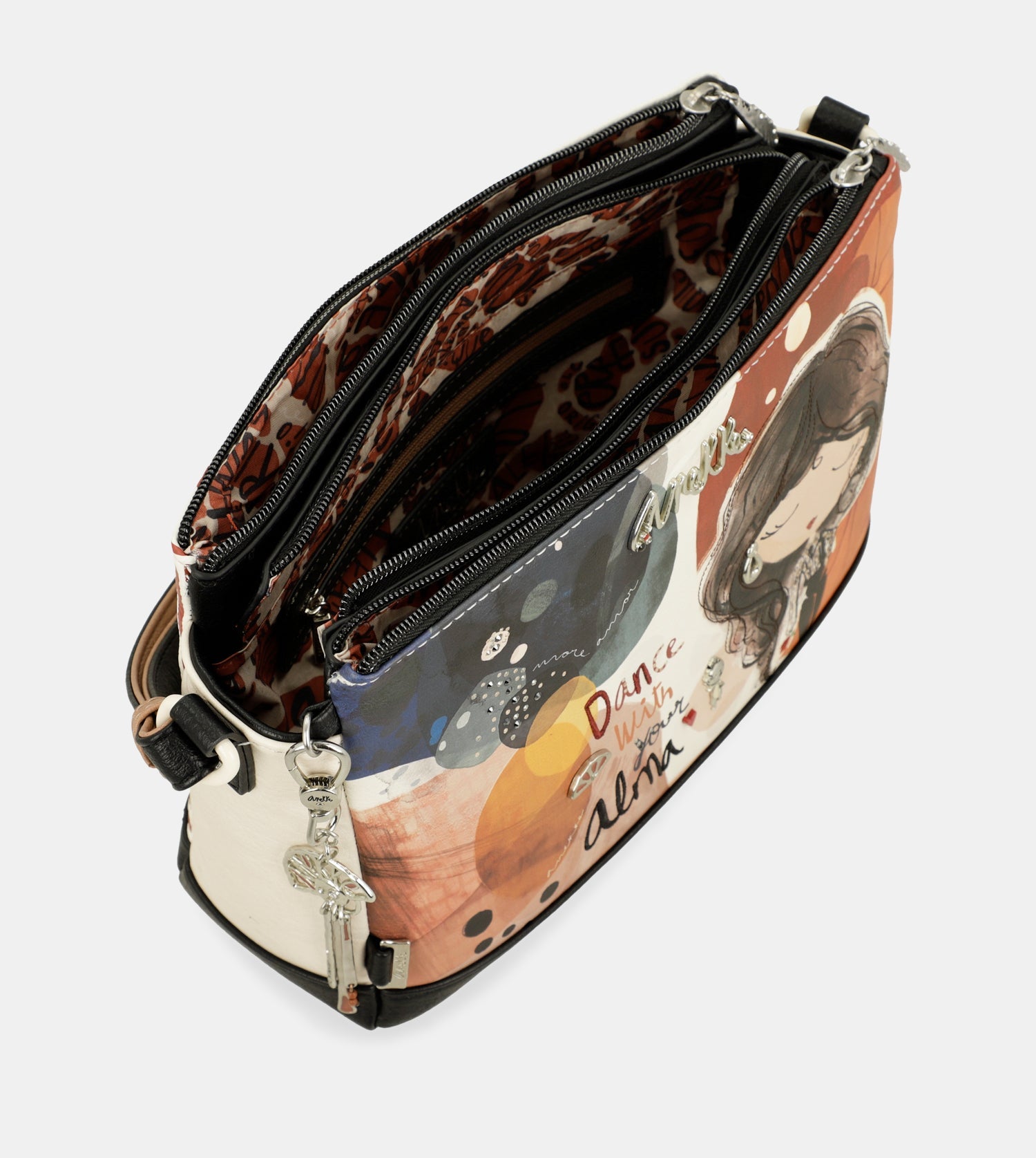 Sac bandoulière imprimé 3 compartiments Alma