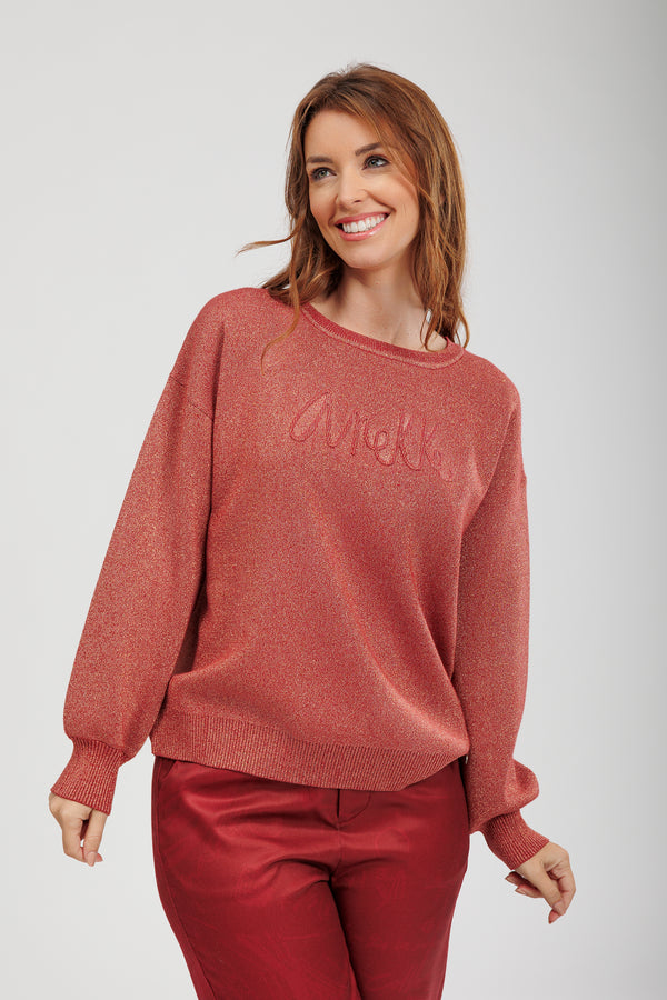 Pull rouge métallisé