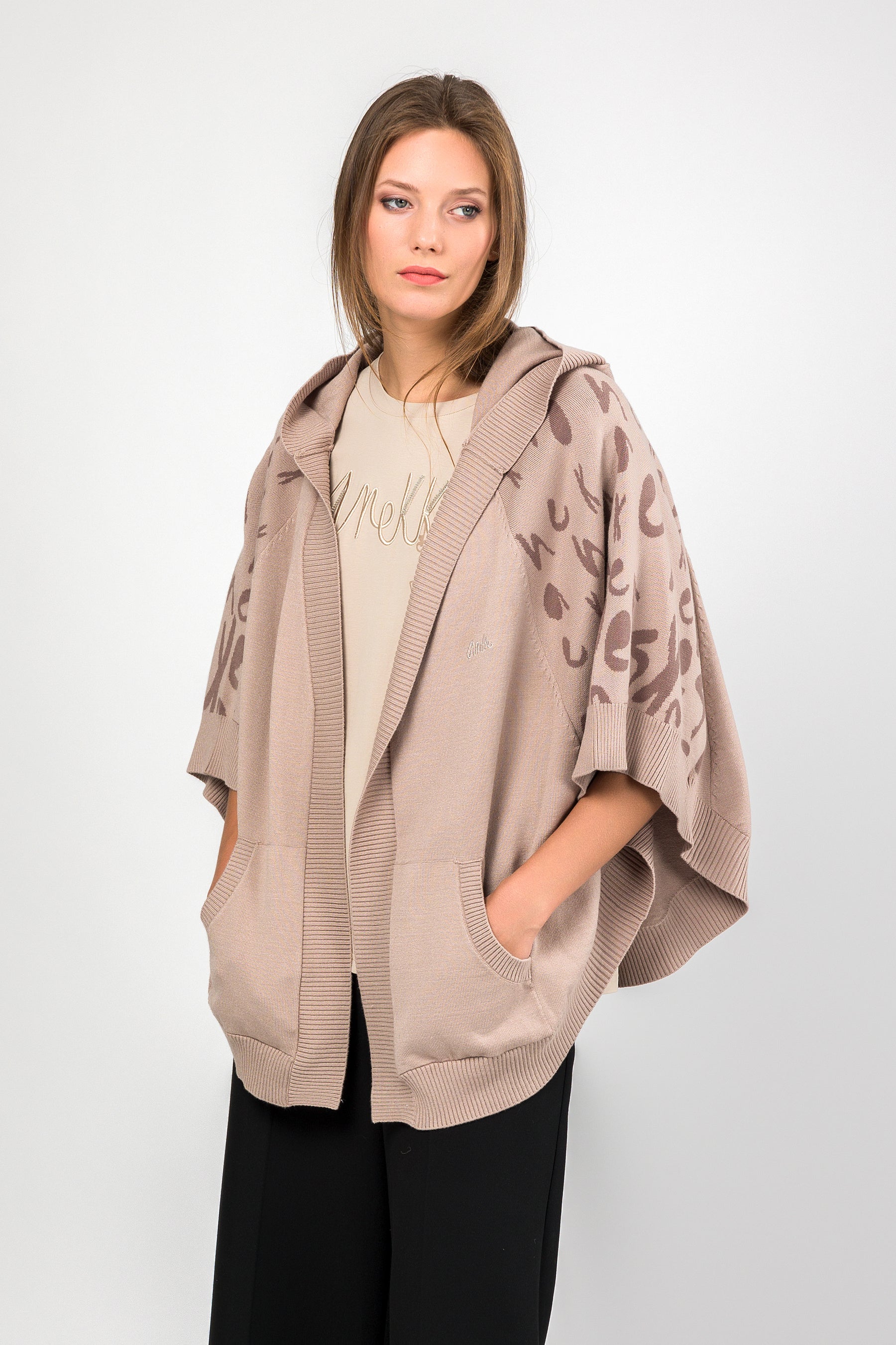 Veste style poncho beige