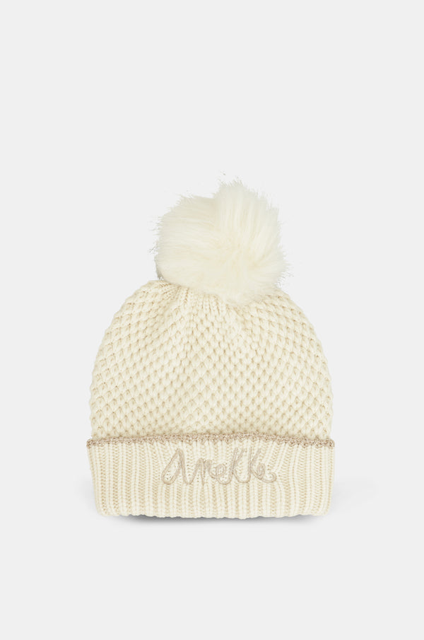 Bonnet en maille beige