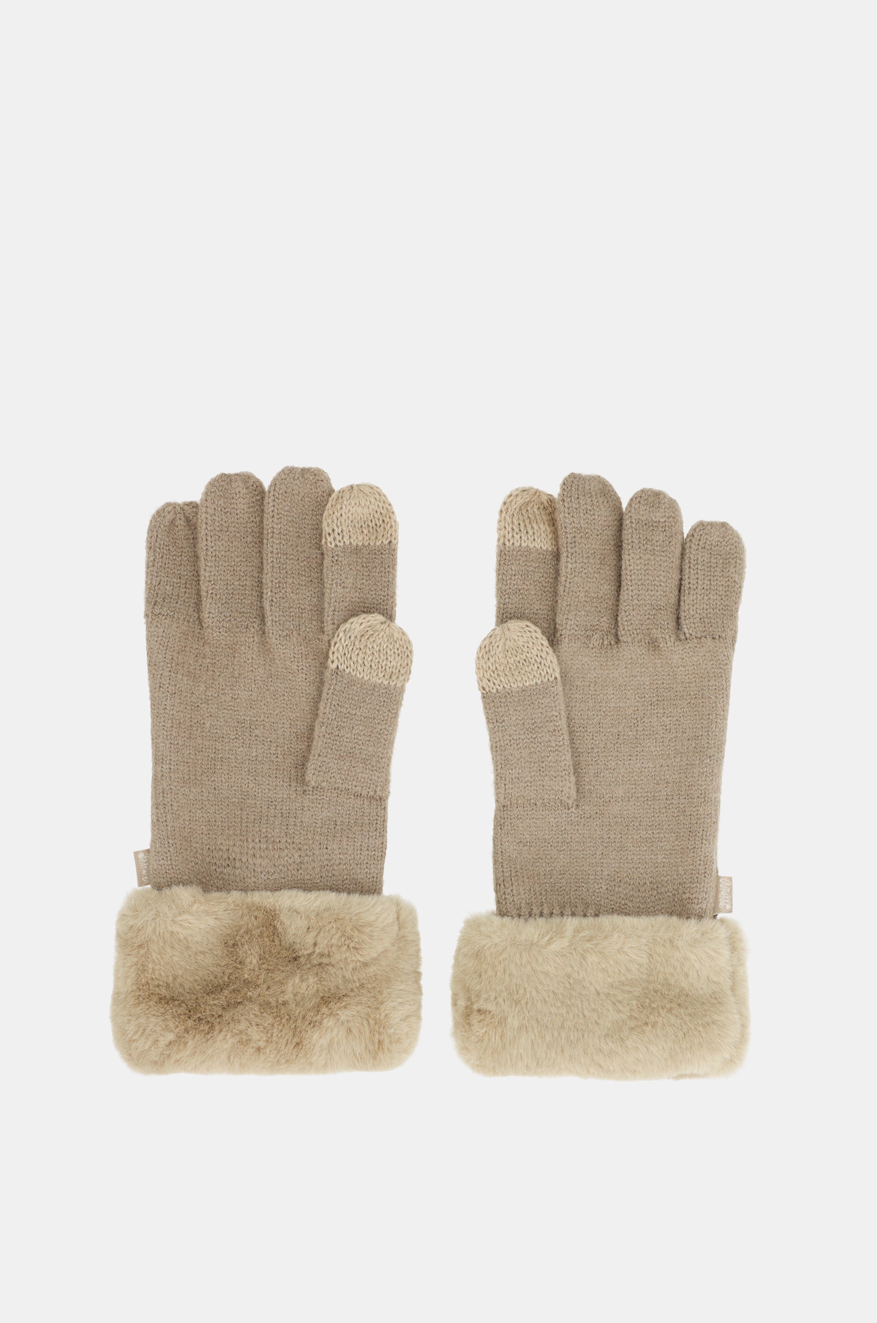 Gants en maille beige avec applications