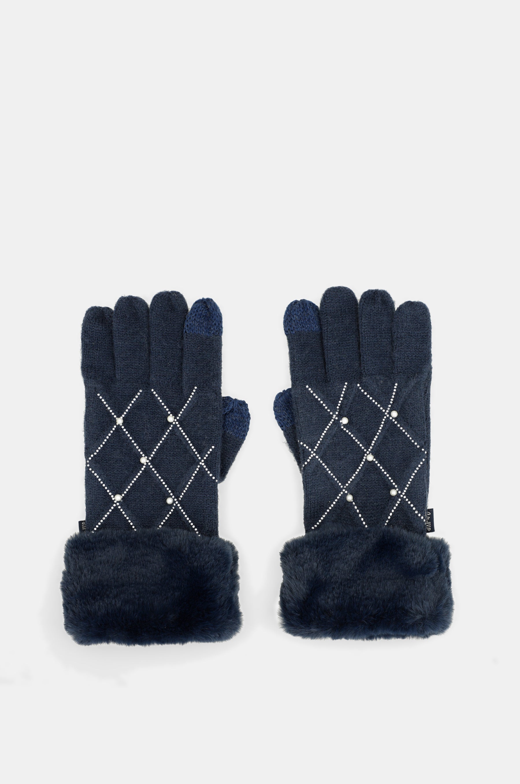 Gants en maille noir avec applications