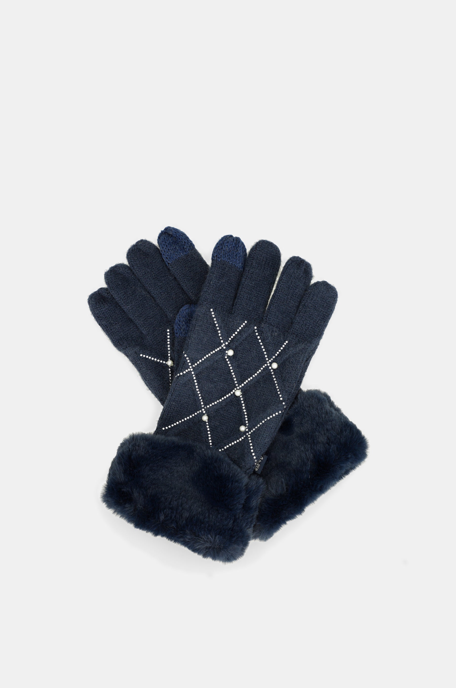 Gants en maille noir avec applications