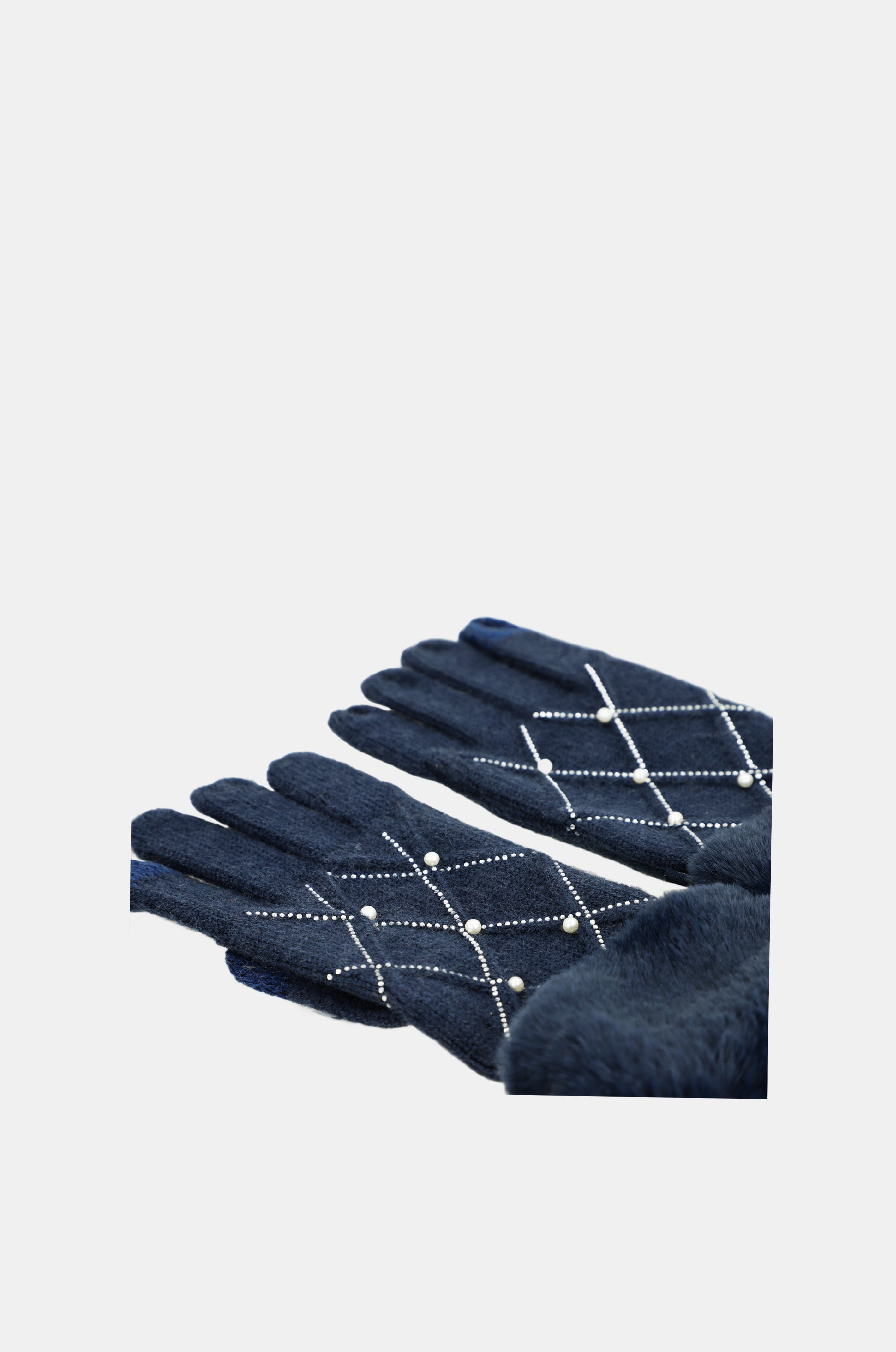 Gants en maille noir avec applications