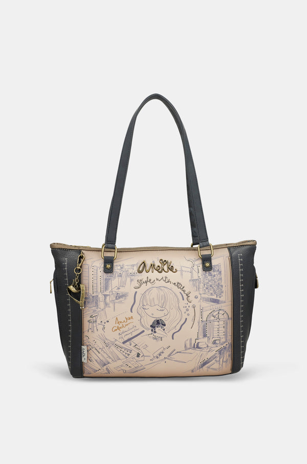 Sac shopper avec bandoulière Studio