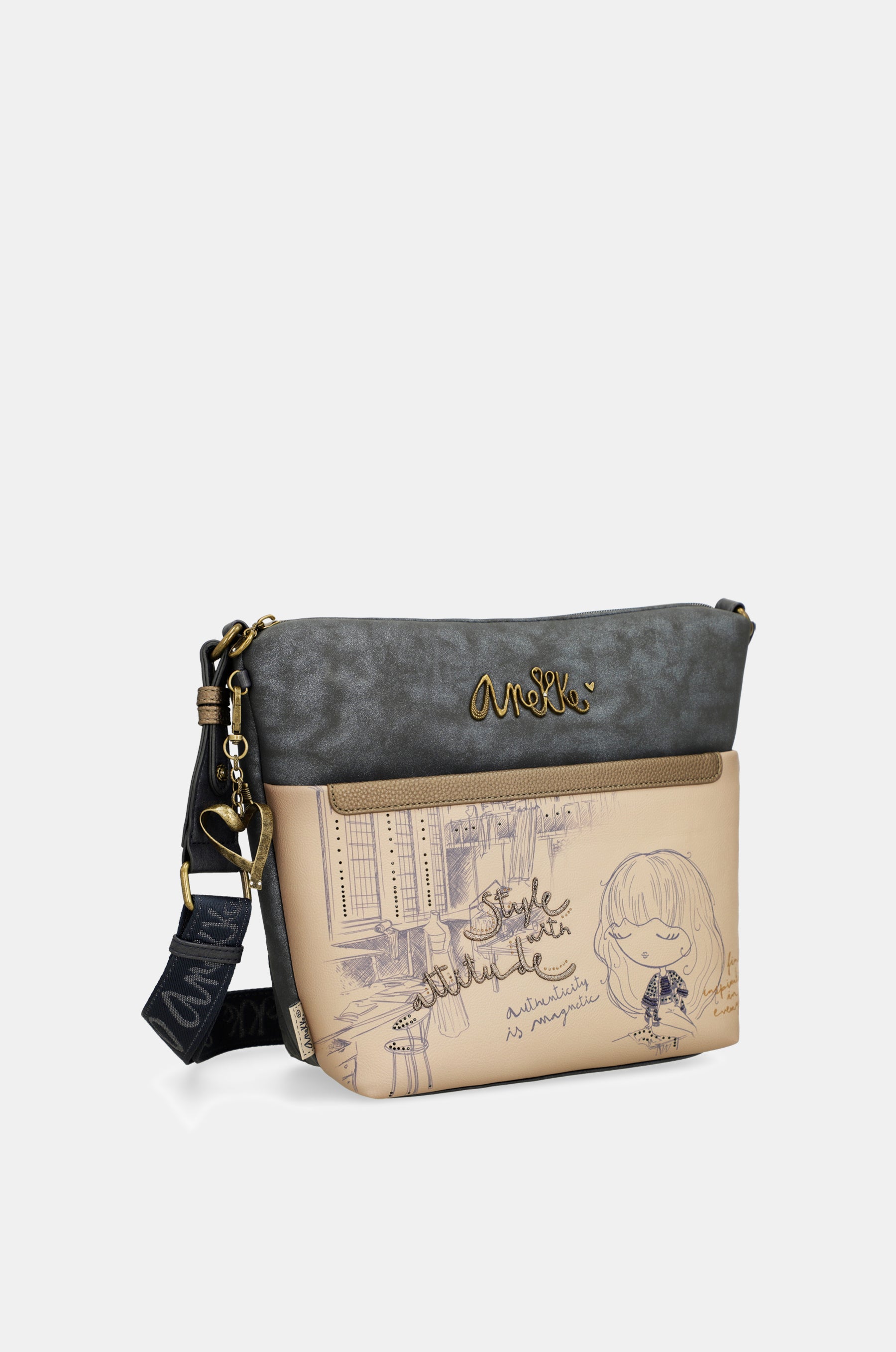 Sac bandoulière avec poche devant grand Studio