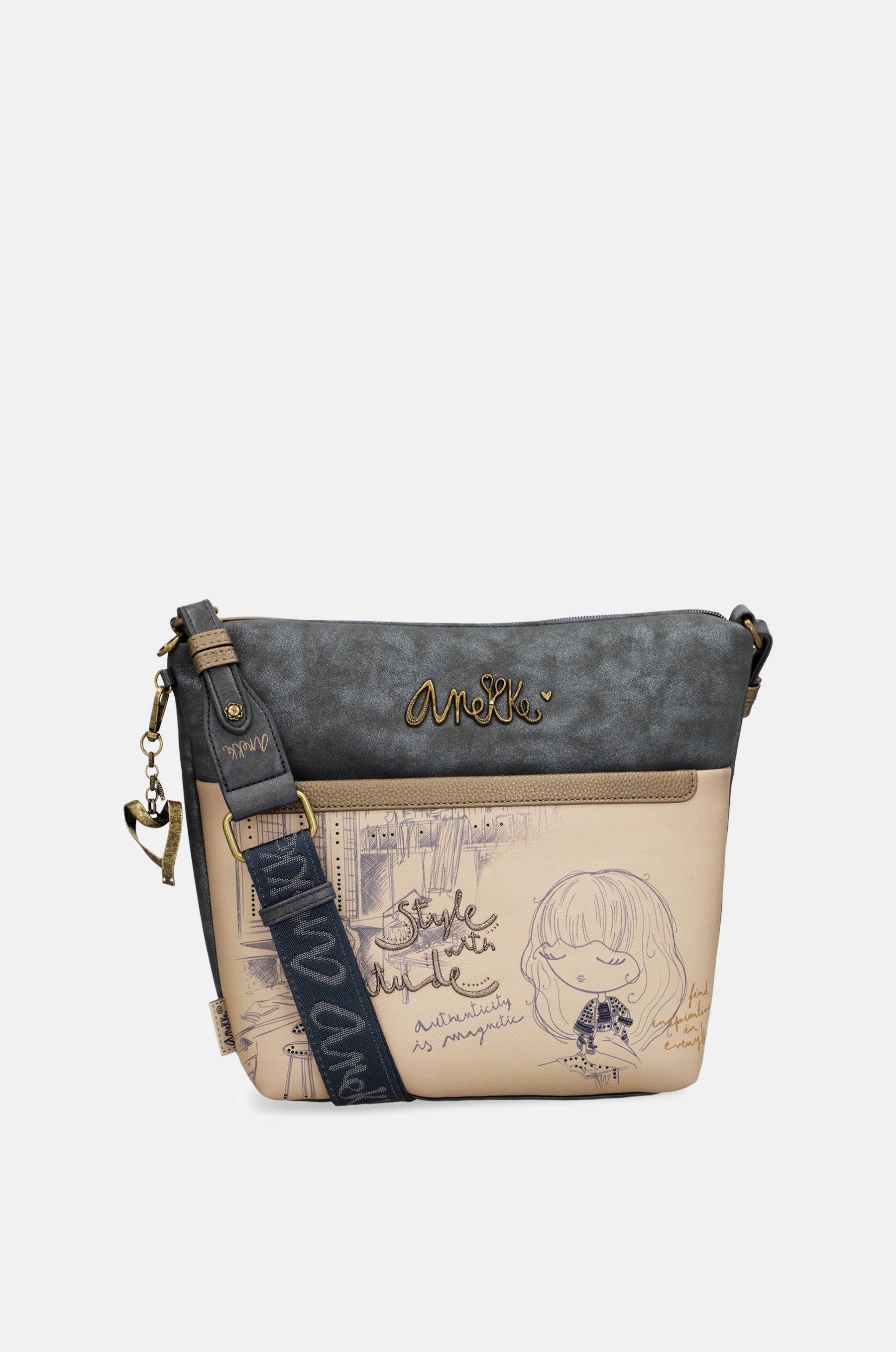Sac bandoulière avec poche devant grand Studio