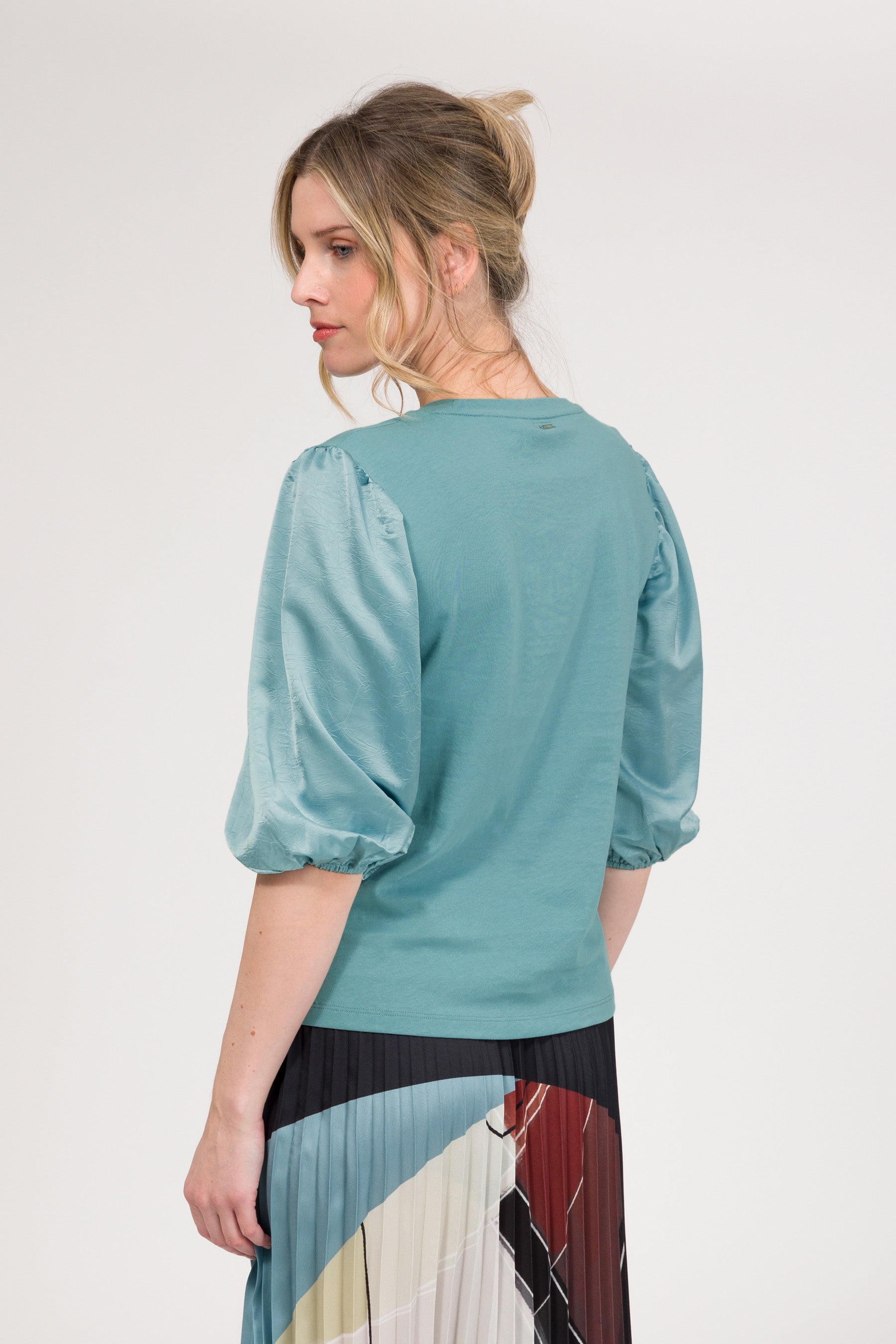 T-shirt à manches bouffantes bleu