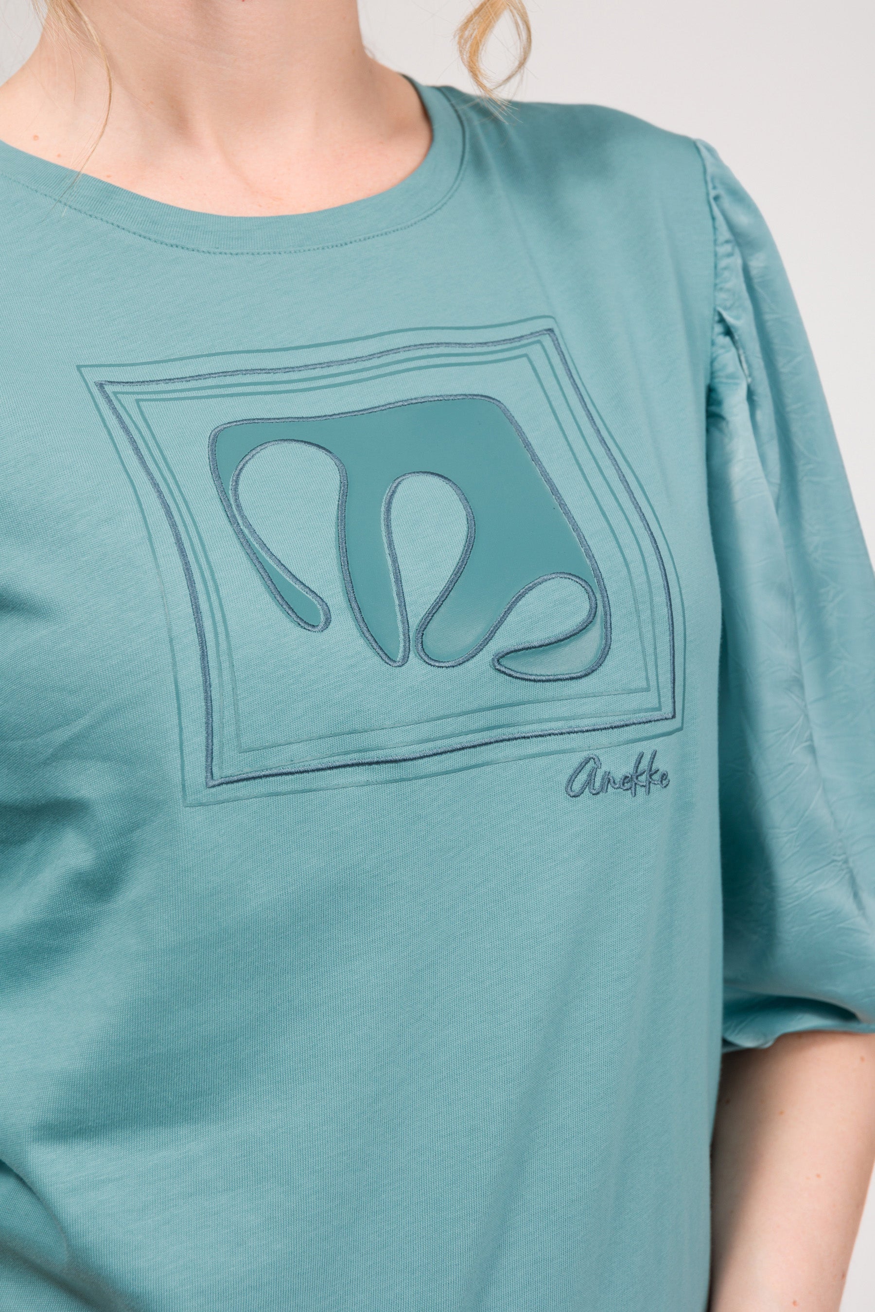 T-shirt à manches bouffantes bleu