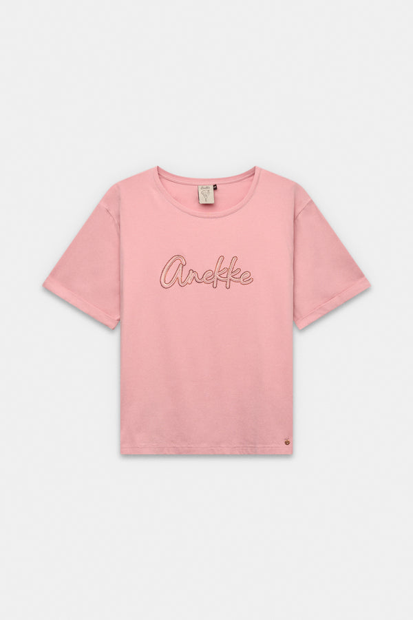 T-shirt rose à manches courtes avec logo
