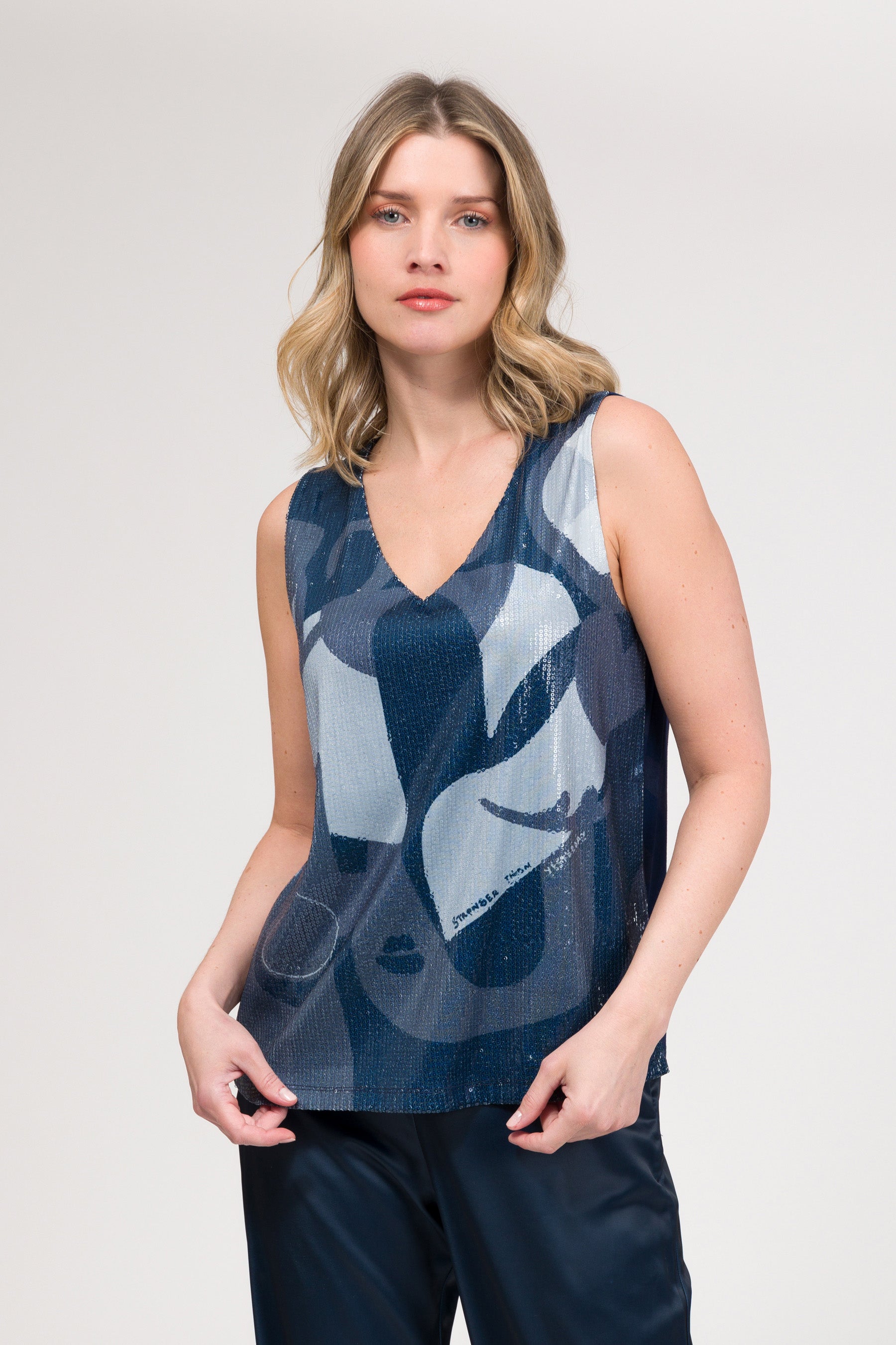 T-shirt bleu à paillettes