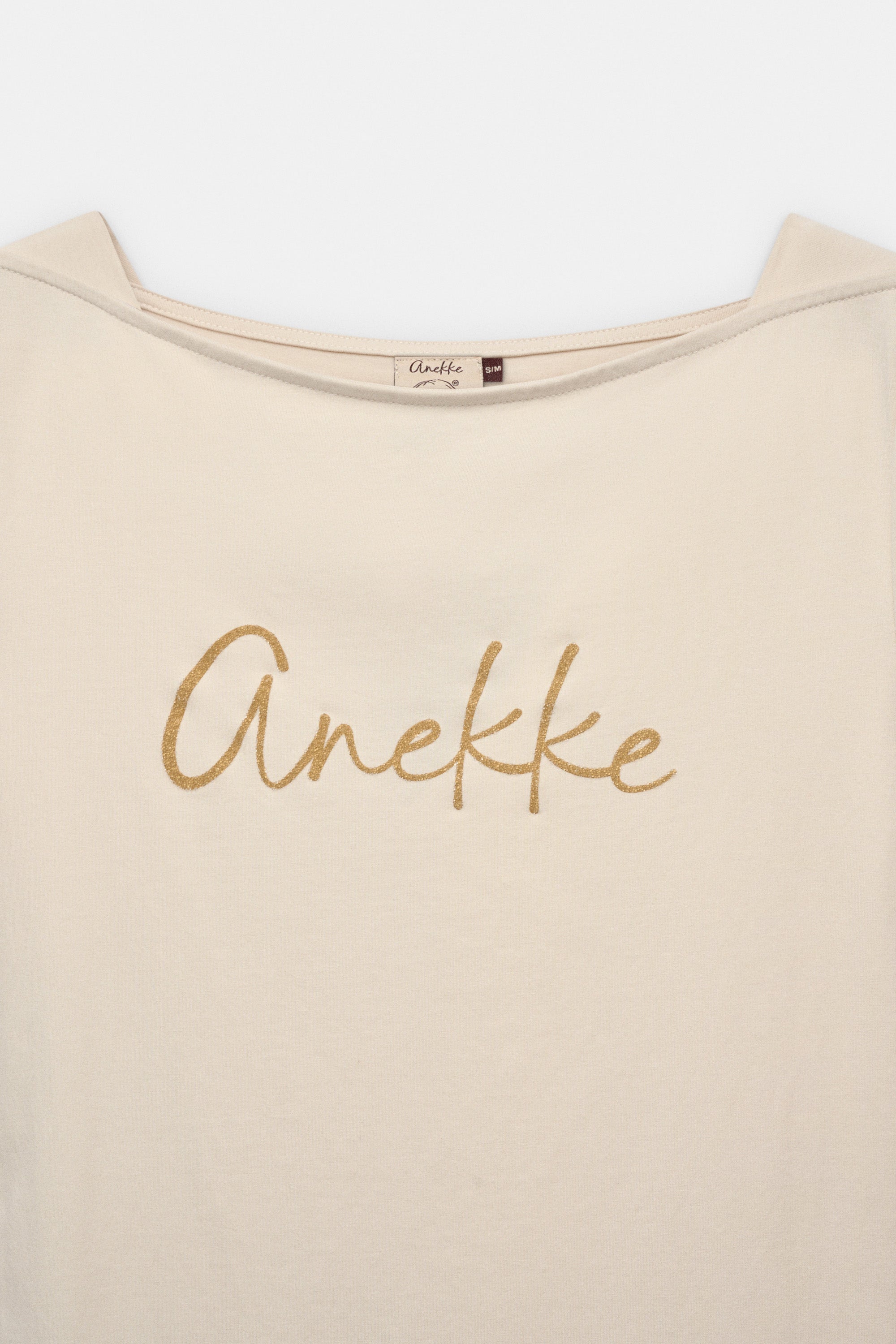 T-shirt à manches longues beige avec logo