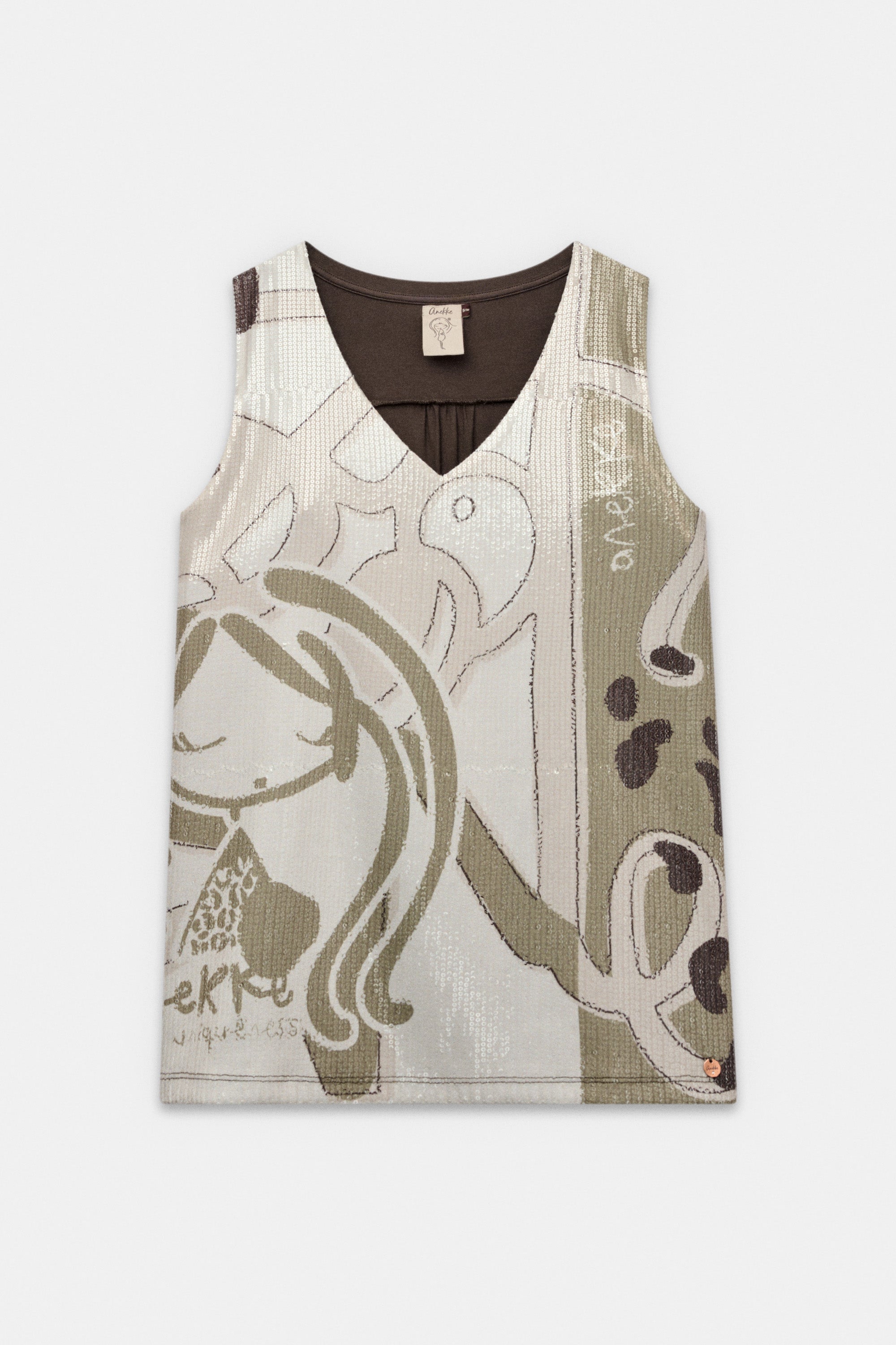 T-shirt beige à paillettes