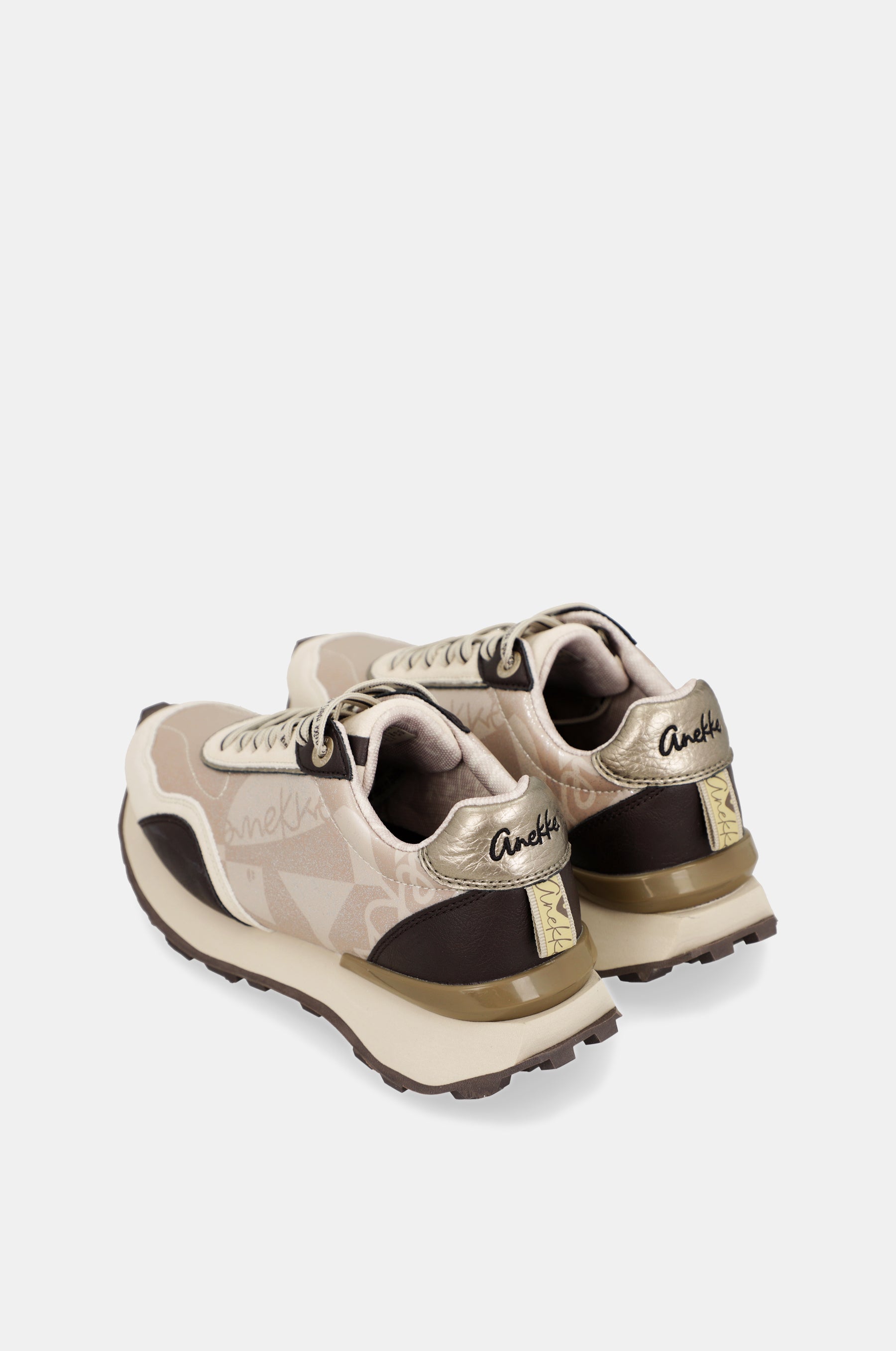 Sneakers beige avec détails marron