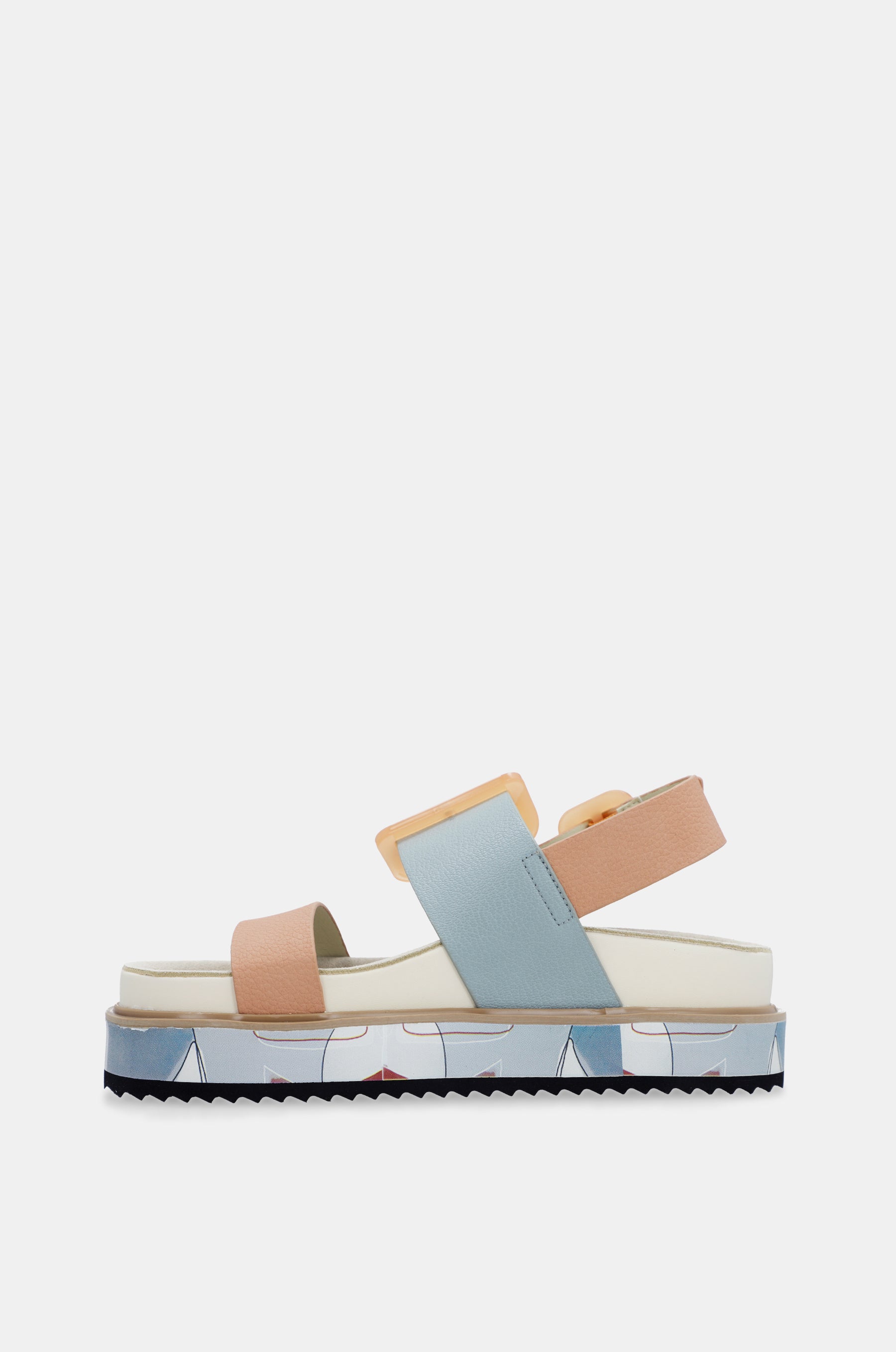 Sandales à plateforme bleues et rose-orangé