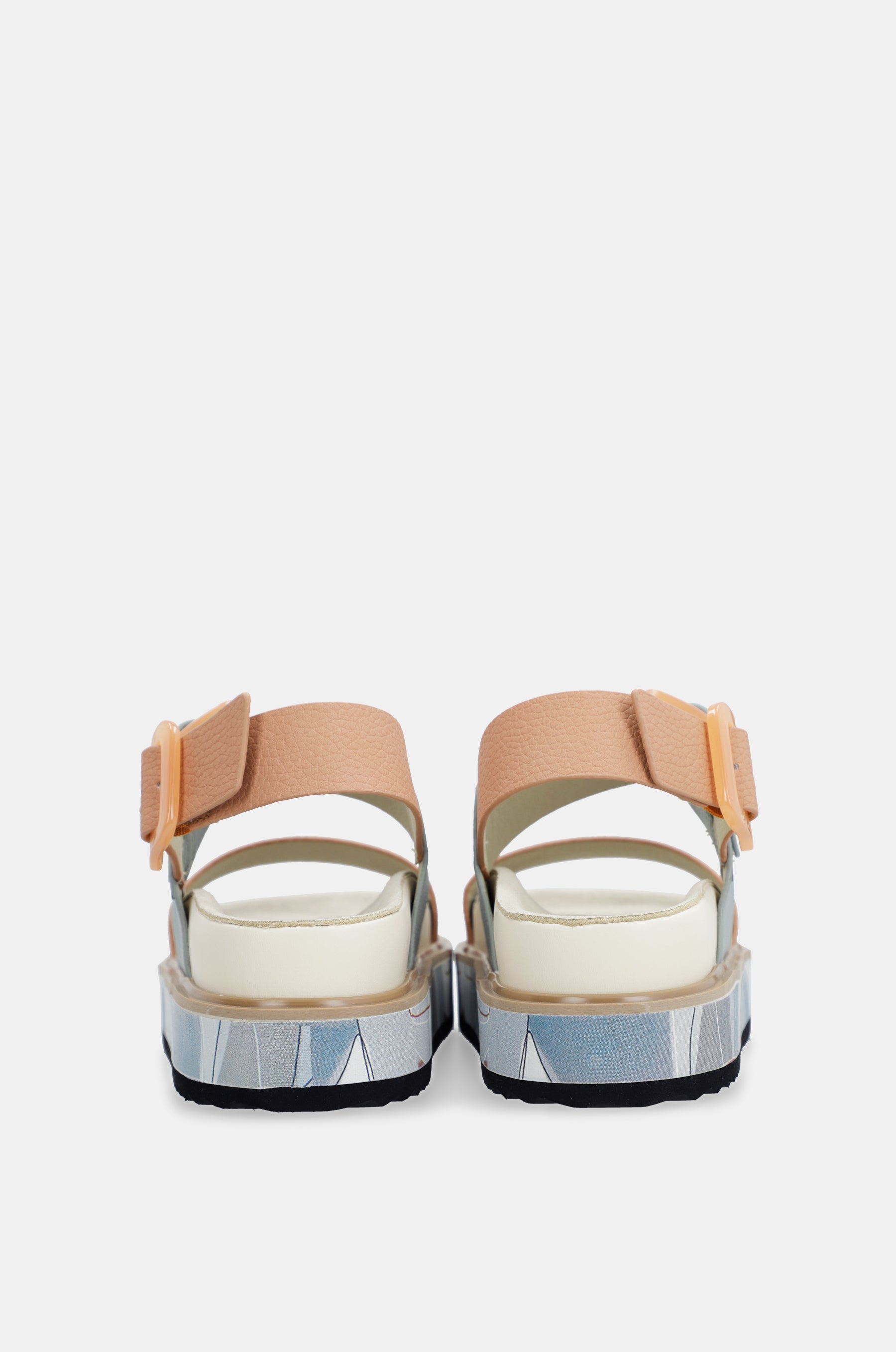 Sandales à plateforme bleues et rose-orangé