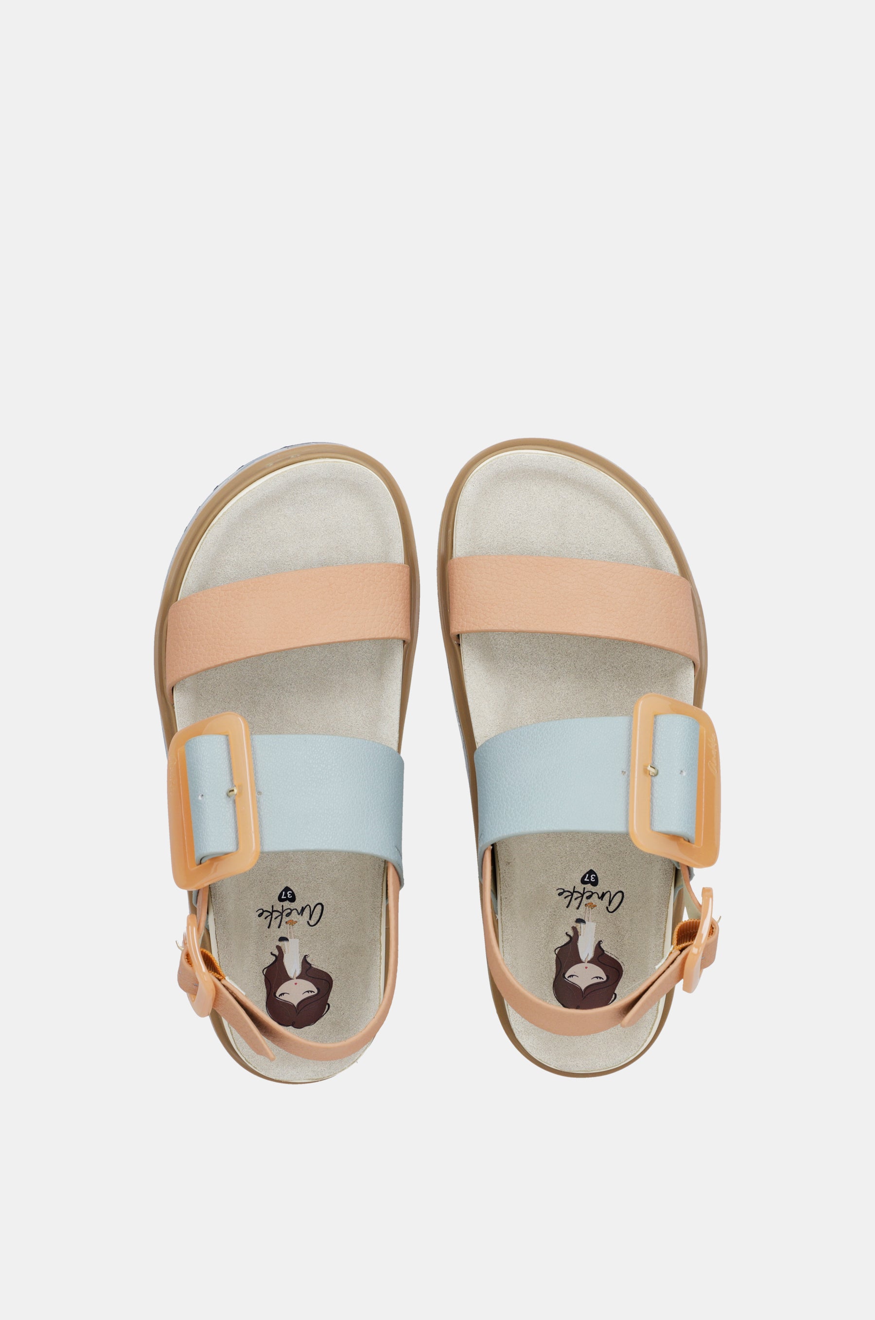 Sandales à plateforme bleues et rose-orangé