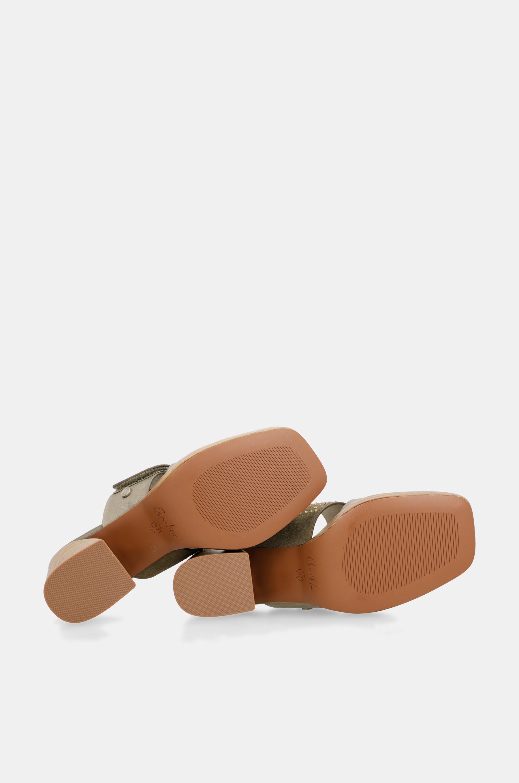 Sandales à talon vertes et dorées avec strass