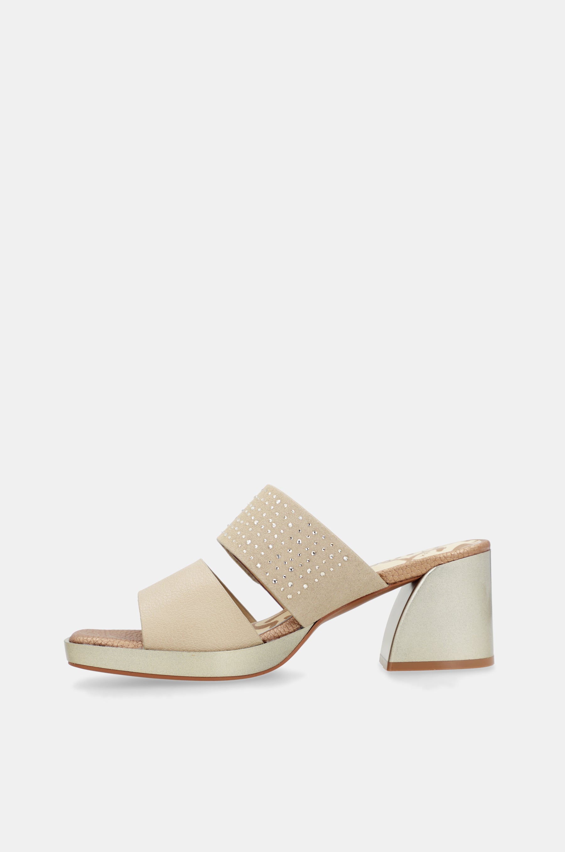 Sandales à talon beige avec strass