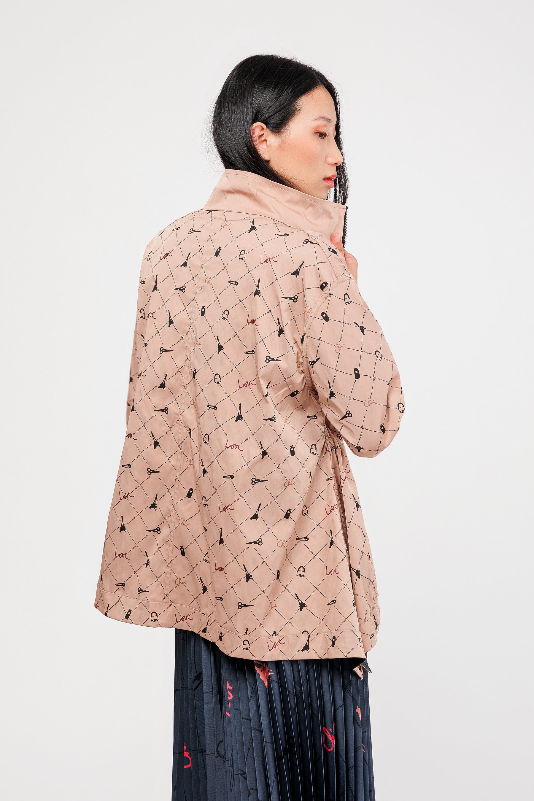 Veste réversible noir et beige
