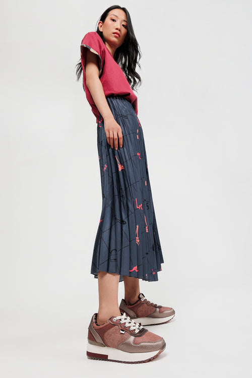 Baskets compensées rose métallisé