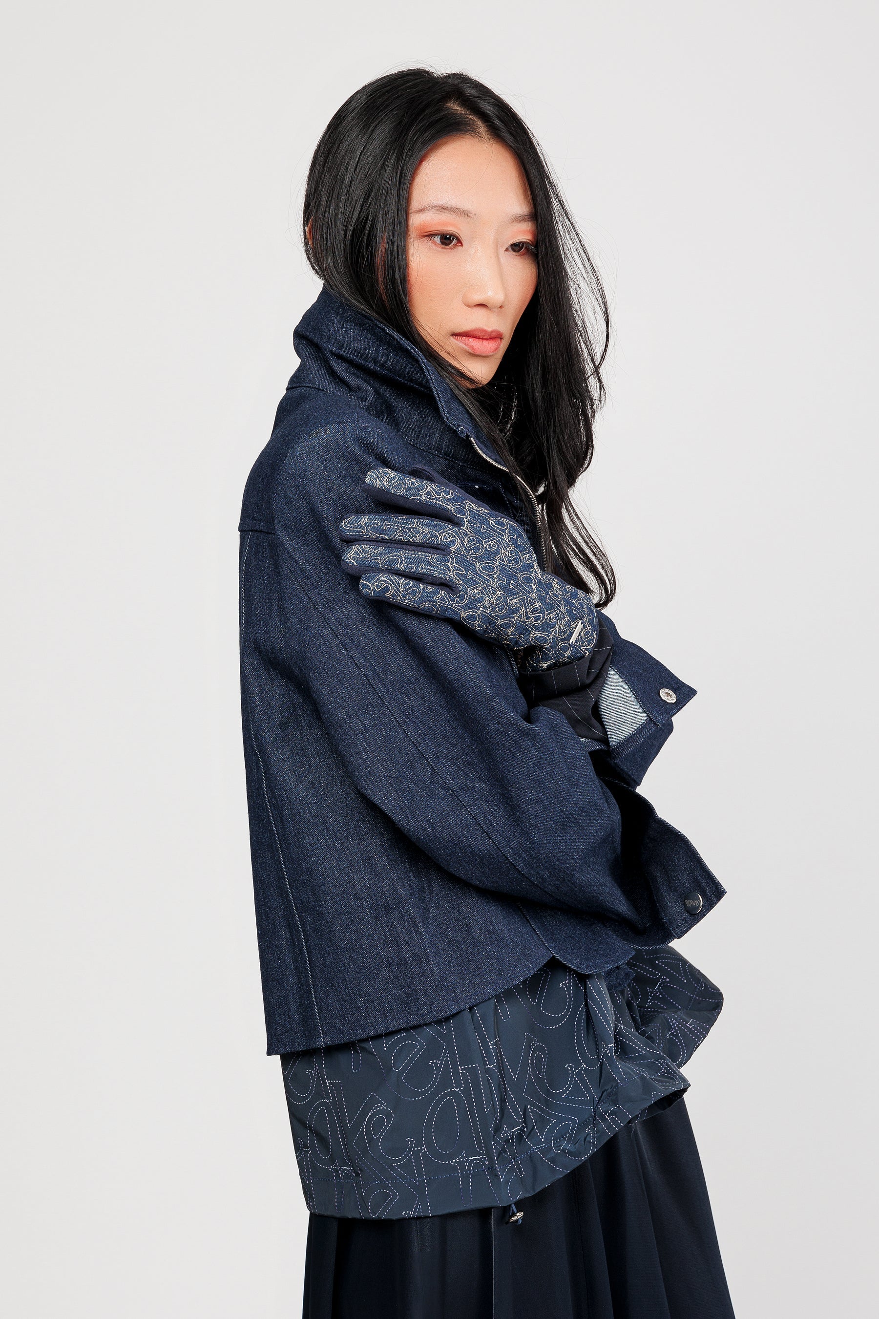 Gants denim imprimé