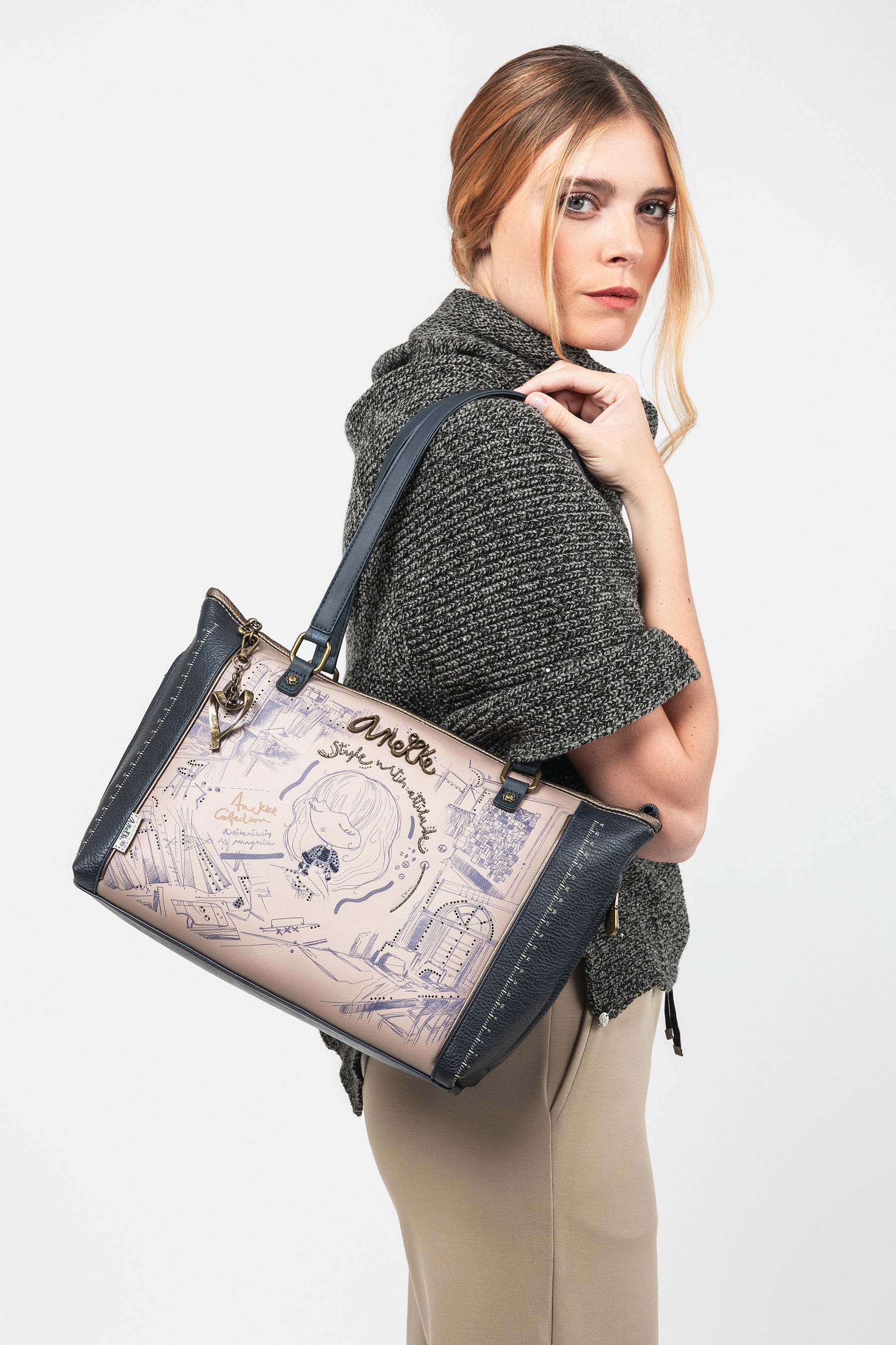 Sac shopper avec bandoulière Studio