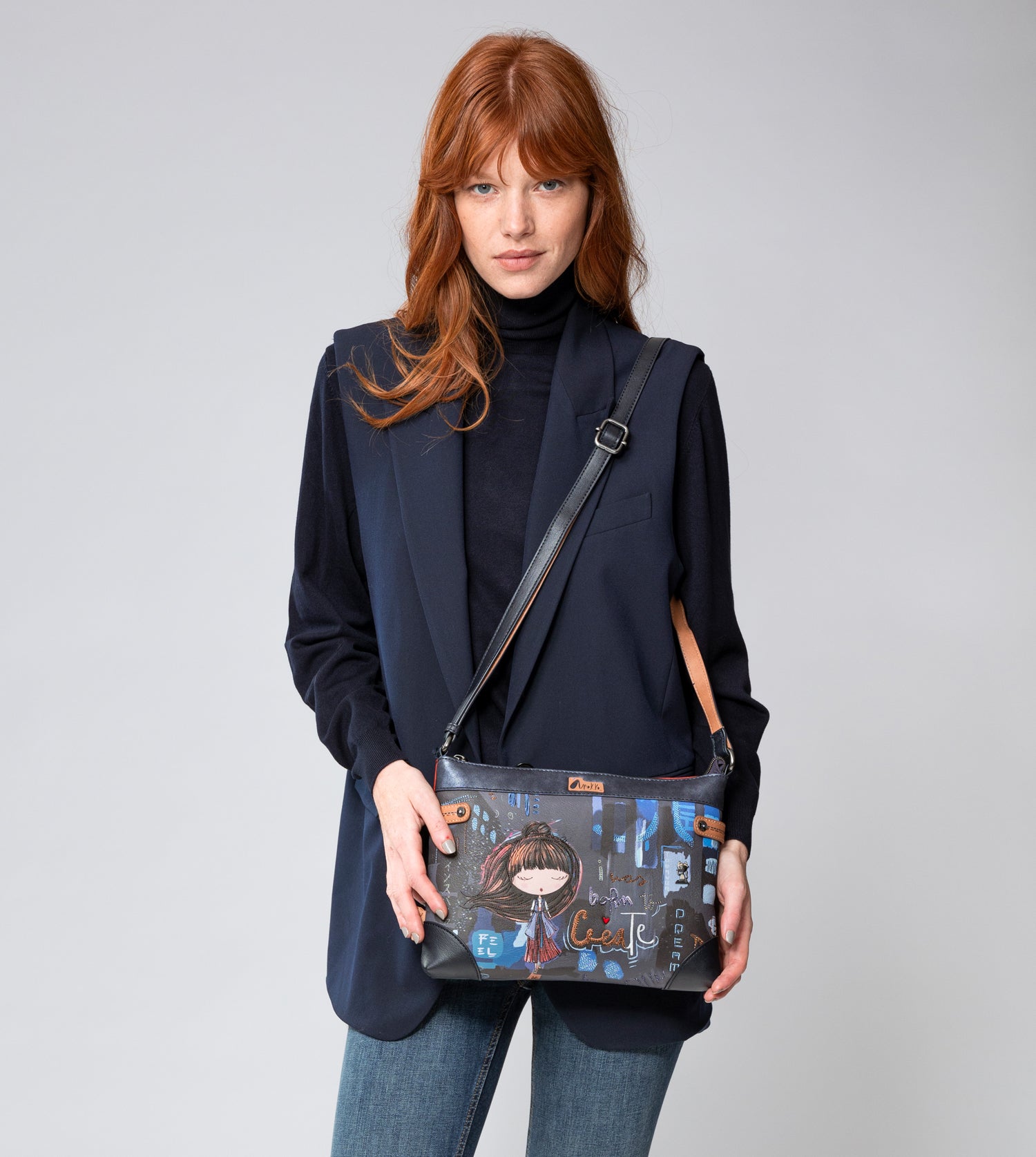 Grand sac à bandoulière imprimé contemporain