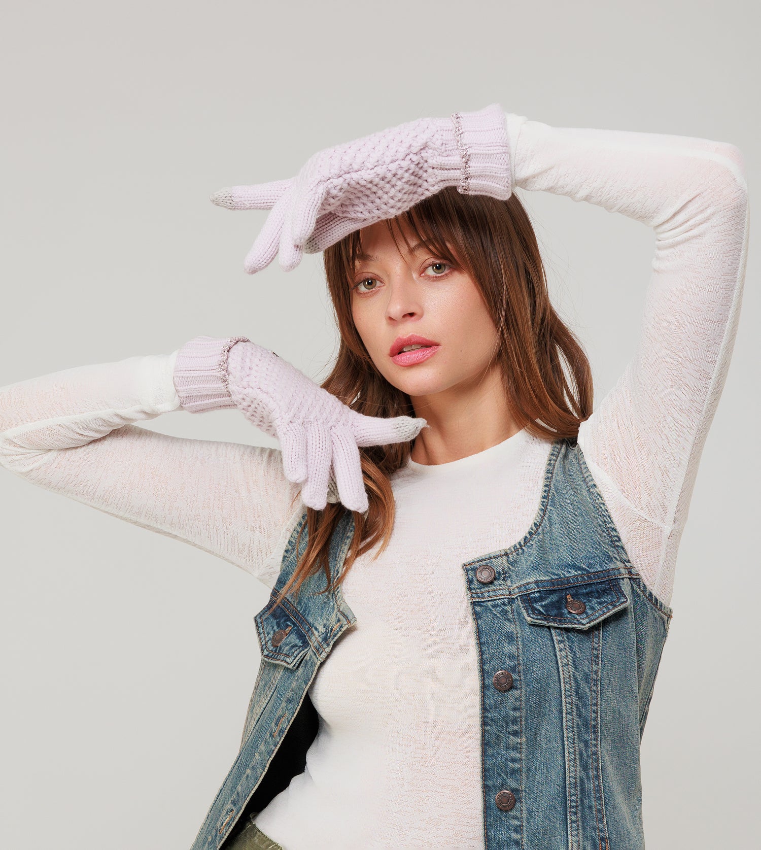 Gants en maille, rose