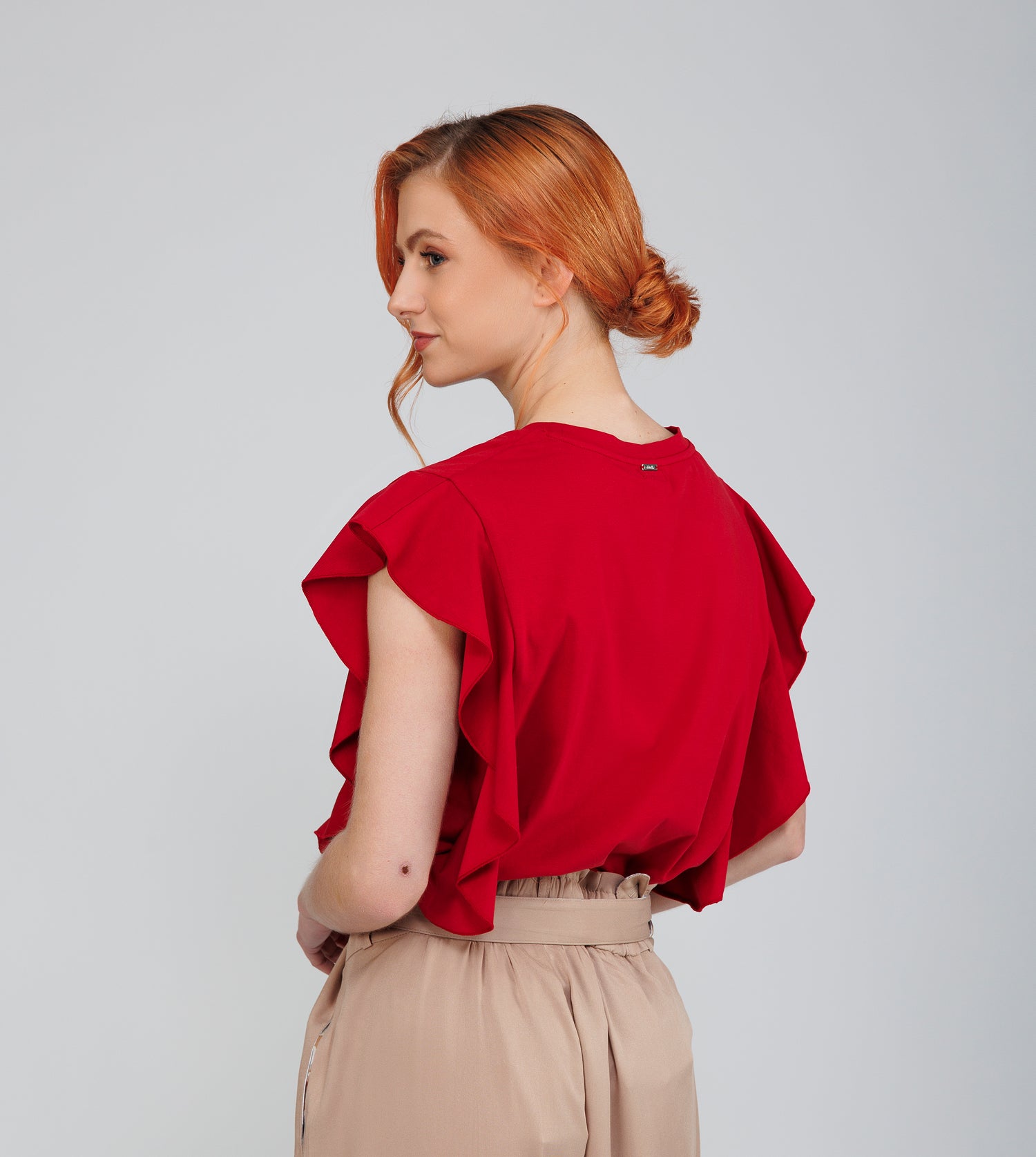 T-shirt rouge brillant à manches courtes Anekke
