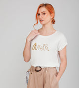 T-shirt blanc à manches courtes avec logo